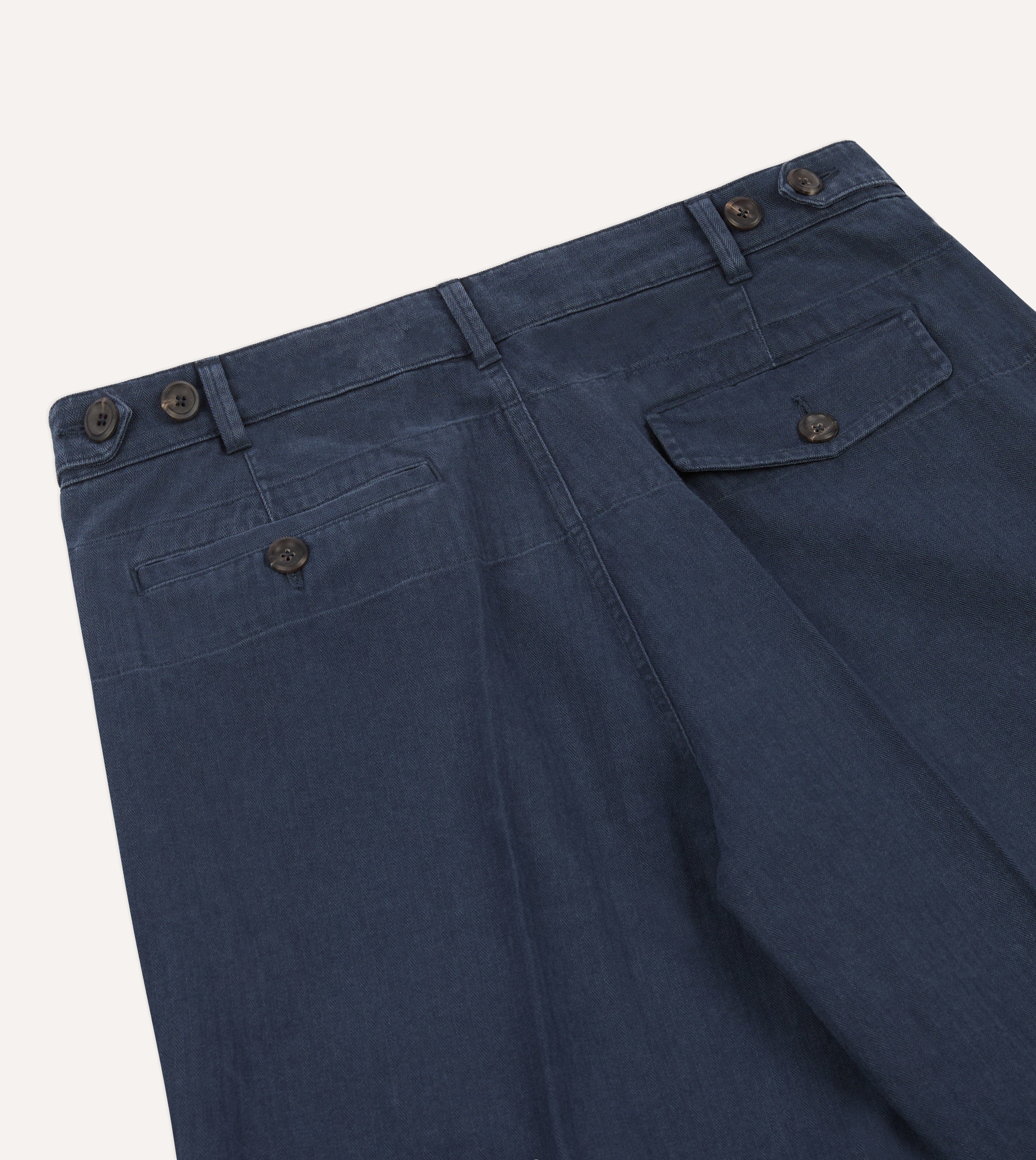 Navy Herringbone Twill Cotton Games Trouser - Image 6