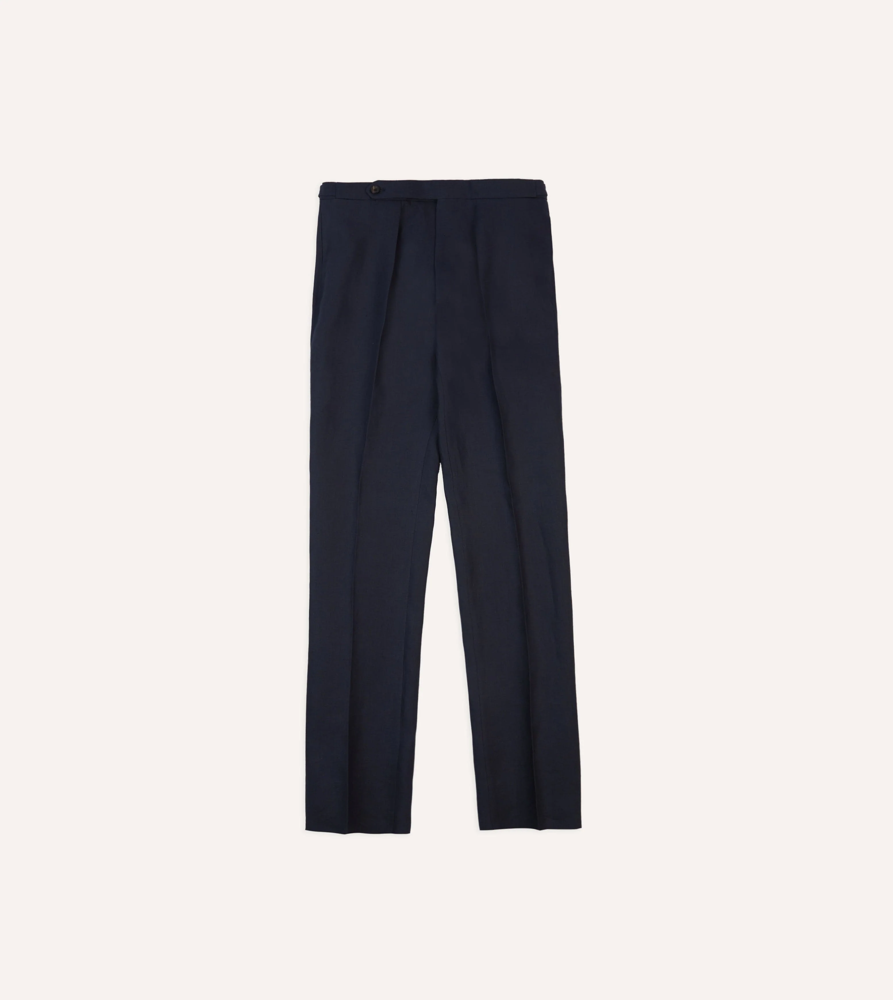Navy Irish Linen Single Pleat Trouser - Image 3