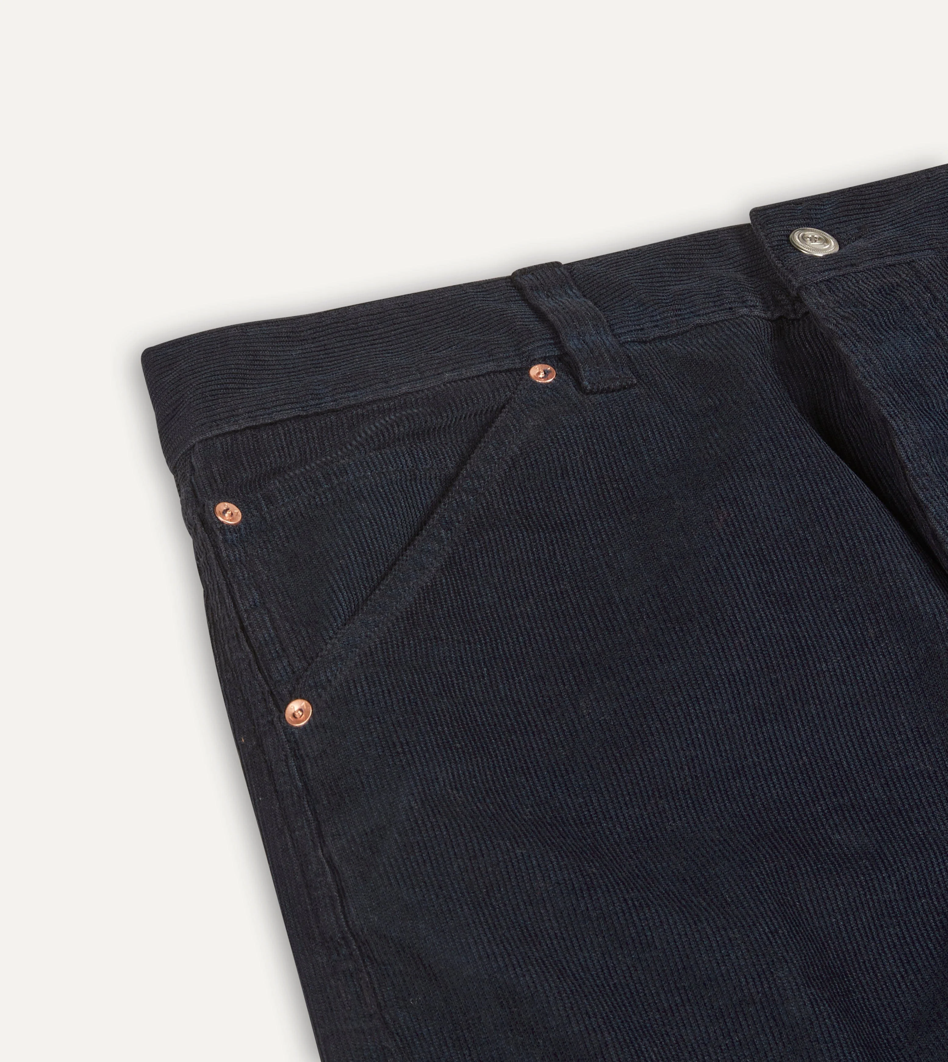 Navy Japanese Selvedge Needlecord Five-Pocket Trousers - Image 3