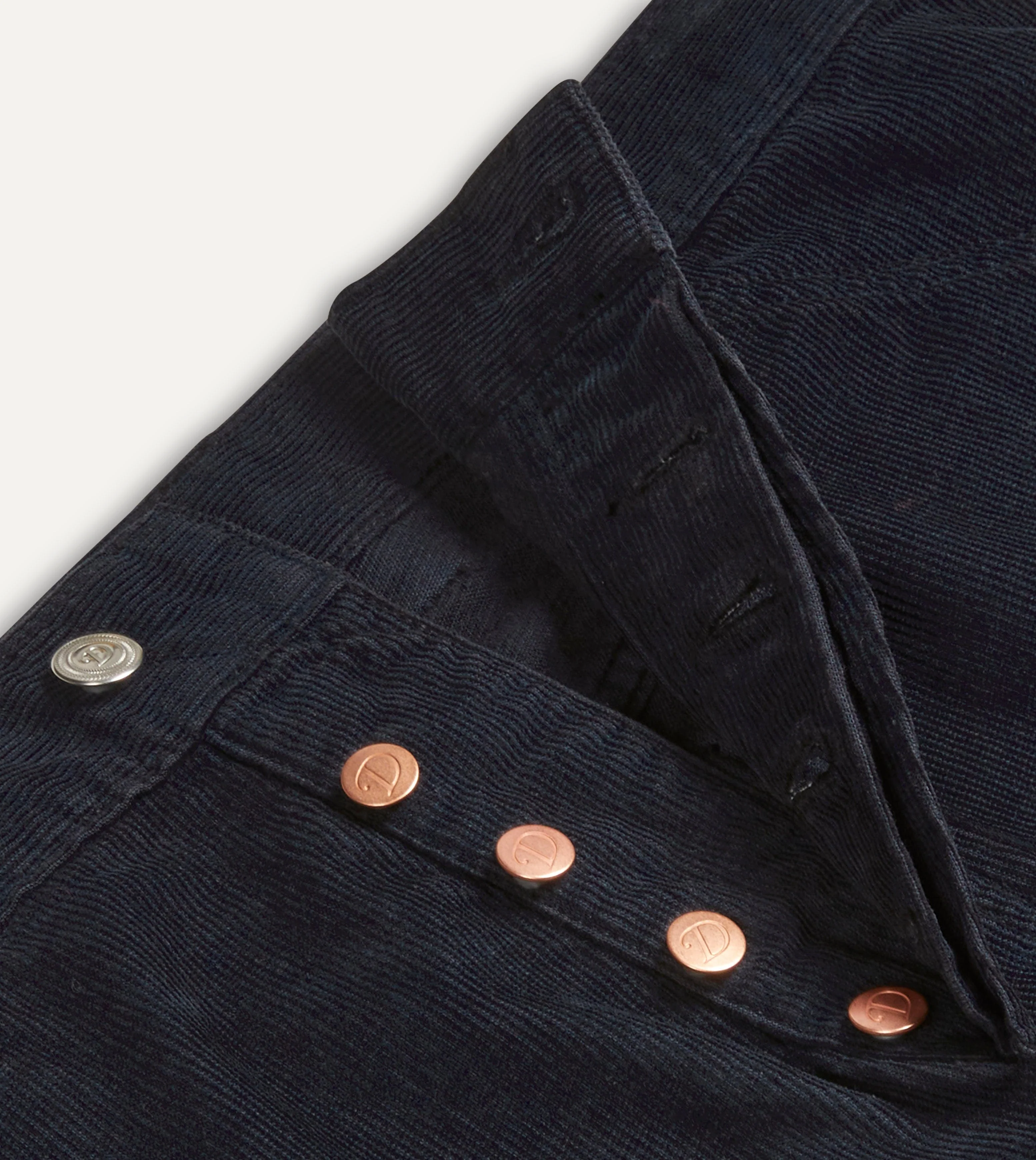 Navy Japanese Selvedge Needlecord Five-Pocket Trousers - Image 4