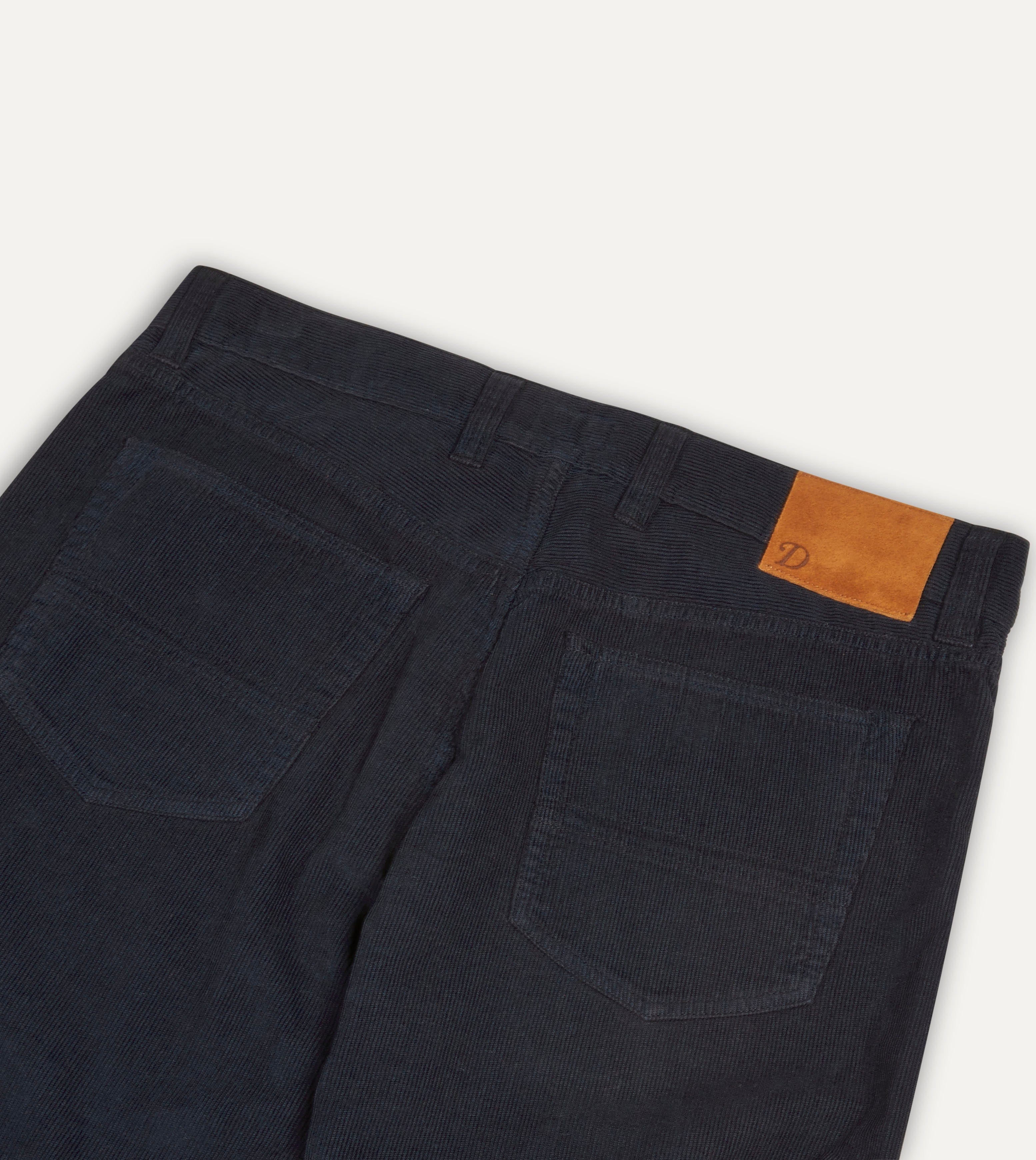 Navy Japanese Selvedge Needlecord Five-Pocket Trousers - Image 5