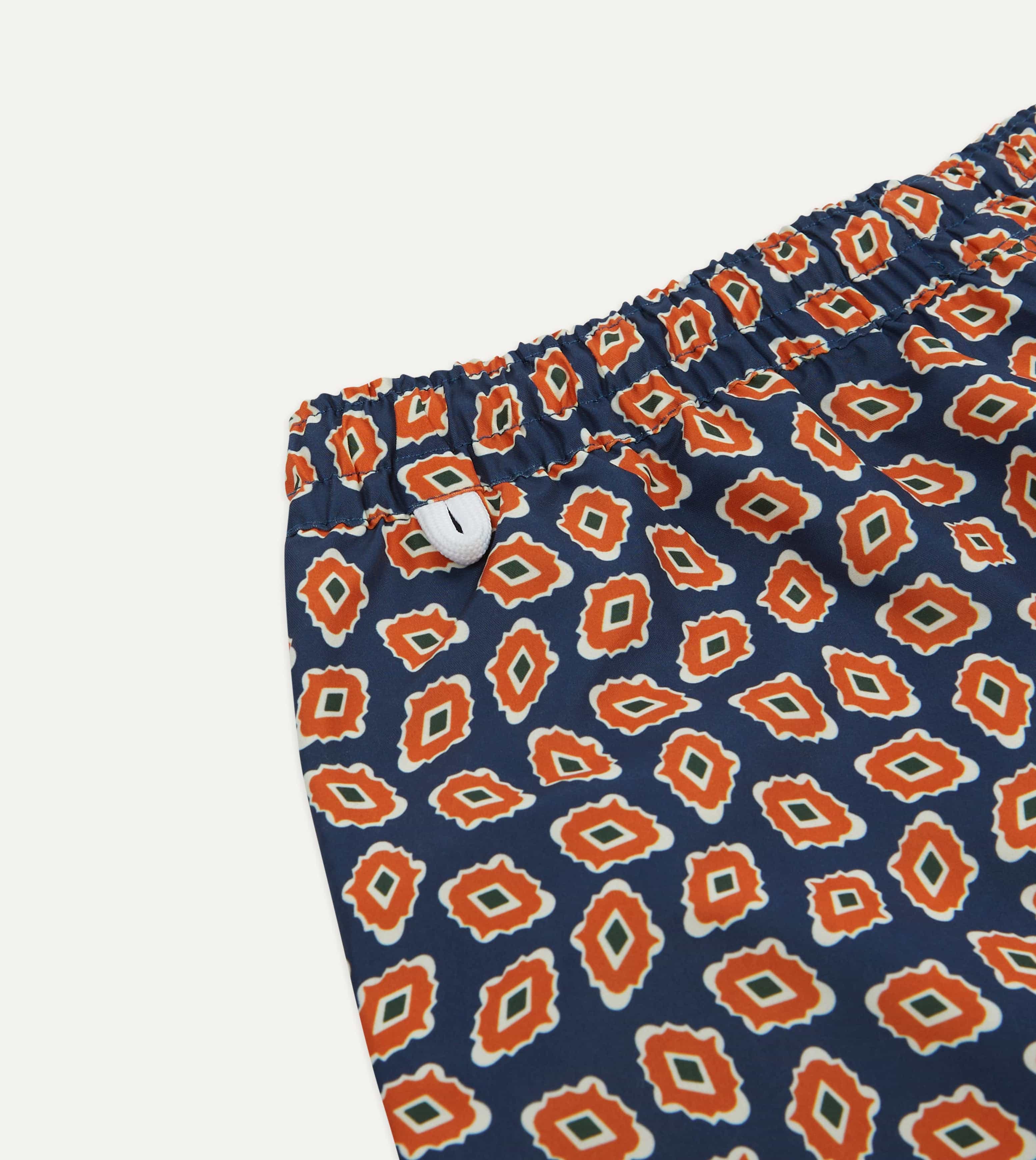 Navy Jumbled Medallion Print Nylon Swim Shorts - Image 4