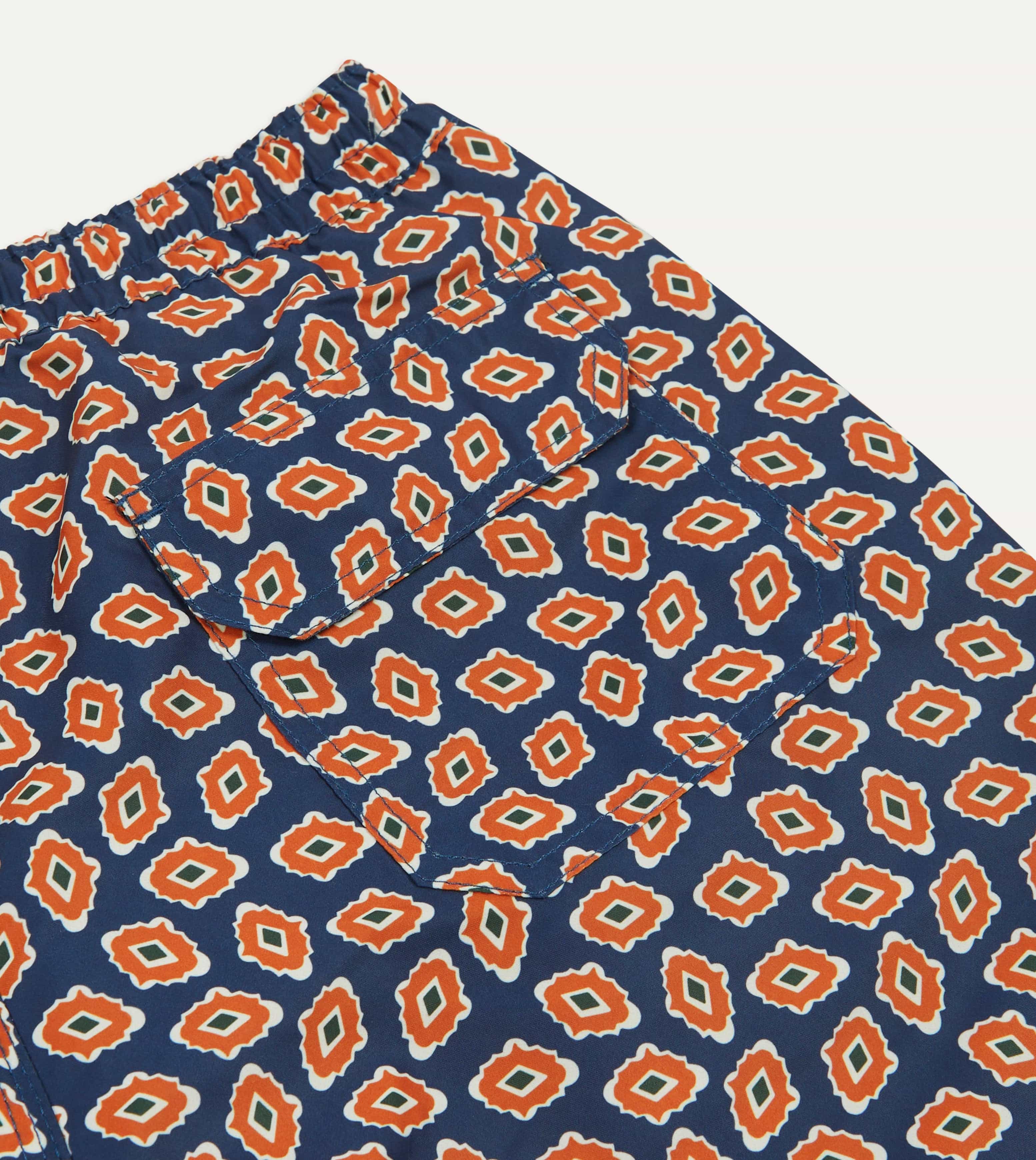 Navy Jumbled Medallion Print Nylon Swim Shorts - Image 5