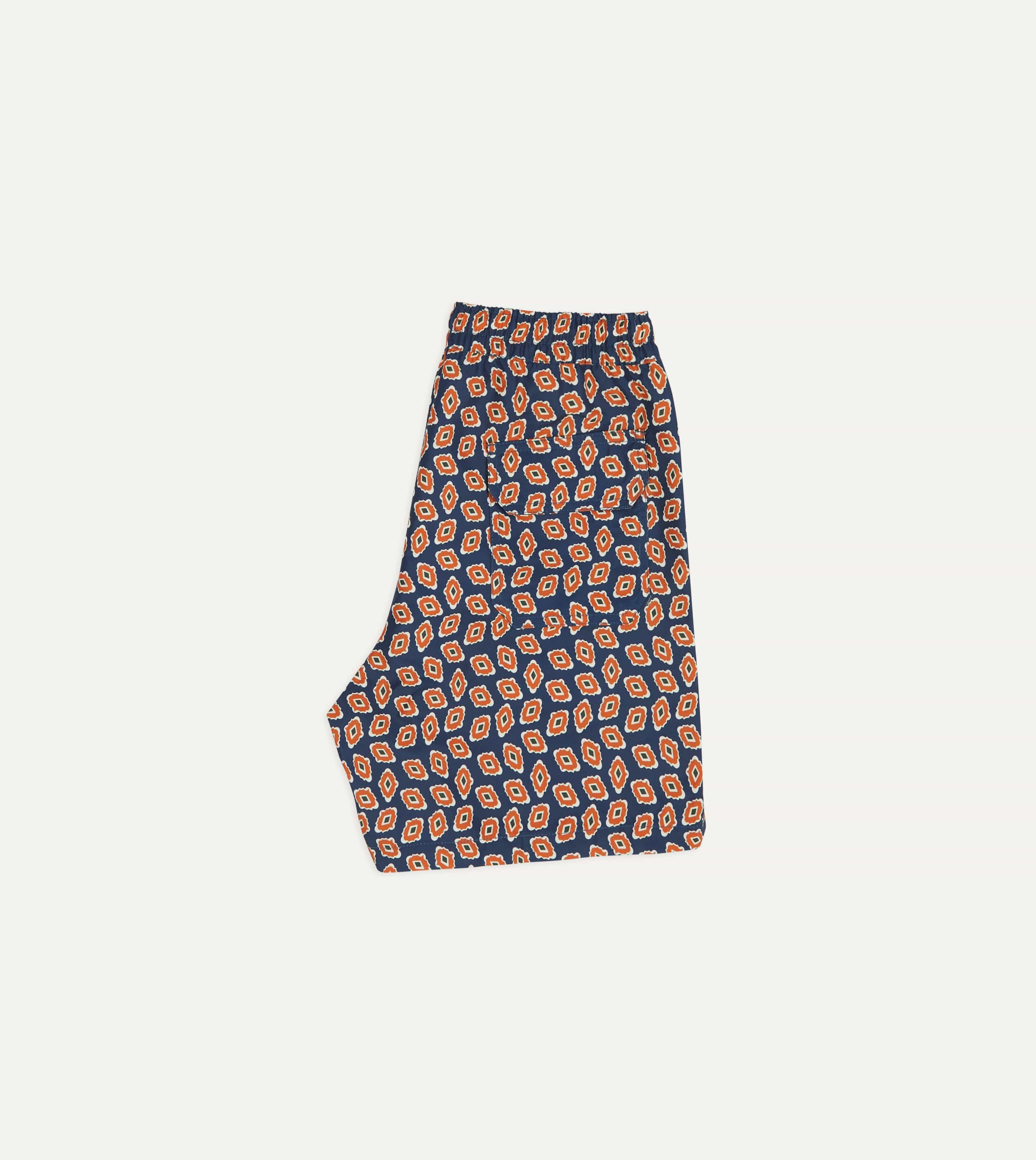 Navy Jumbled Medallion Print Nylon Swim Shorts - Image 6