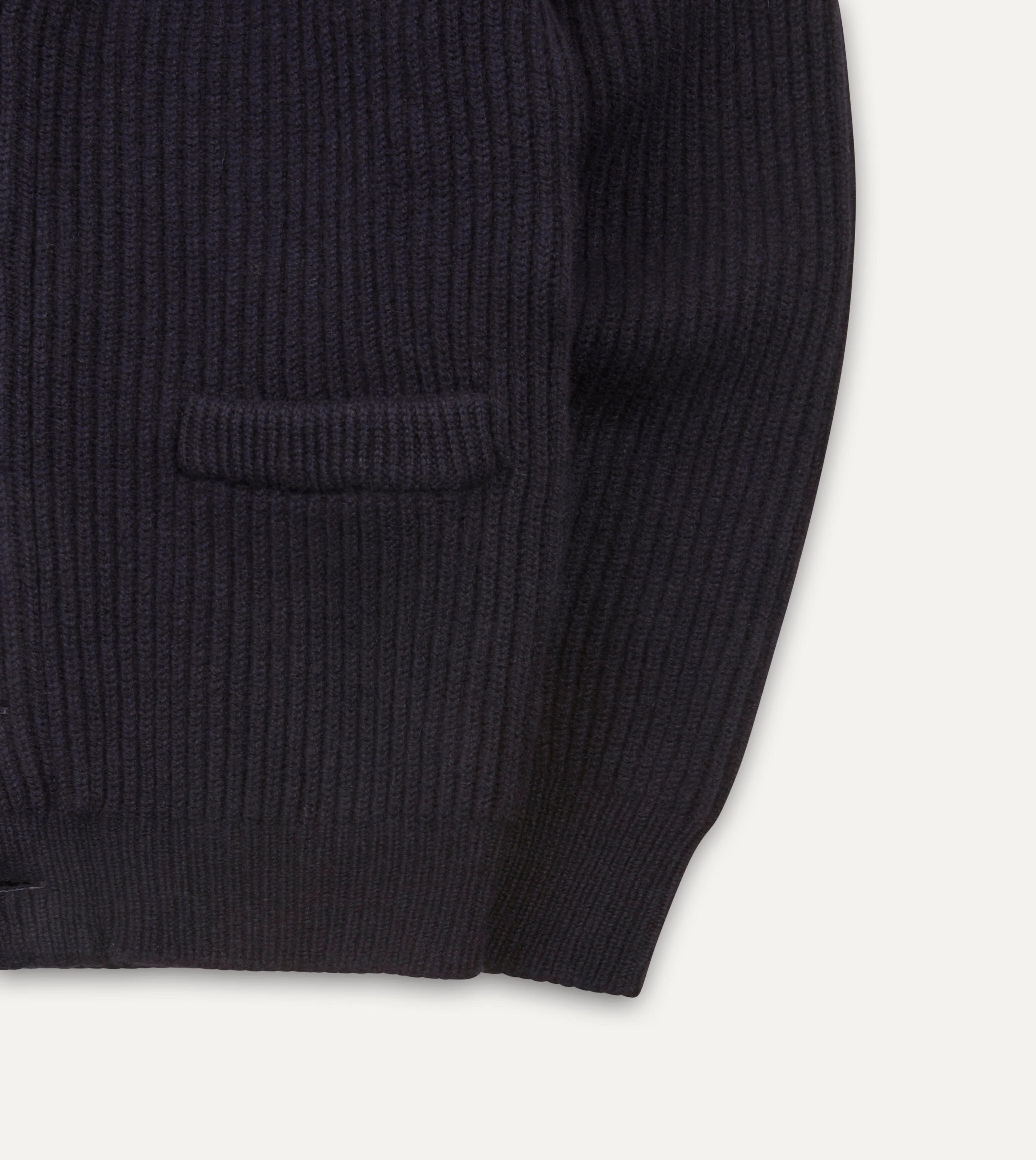Navy Lambswool Shawl Collar Cardigan - Image 5