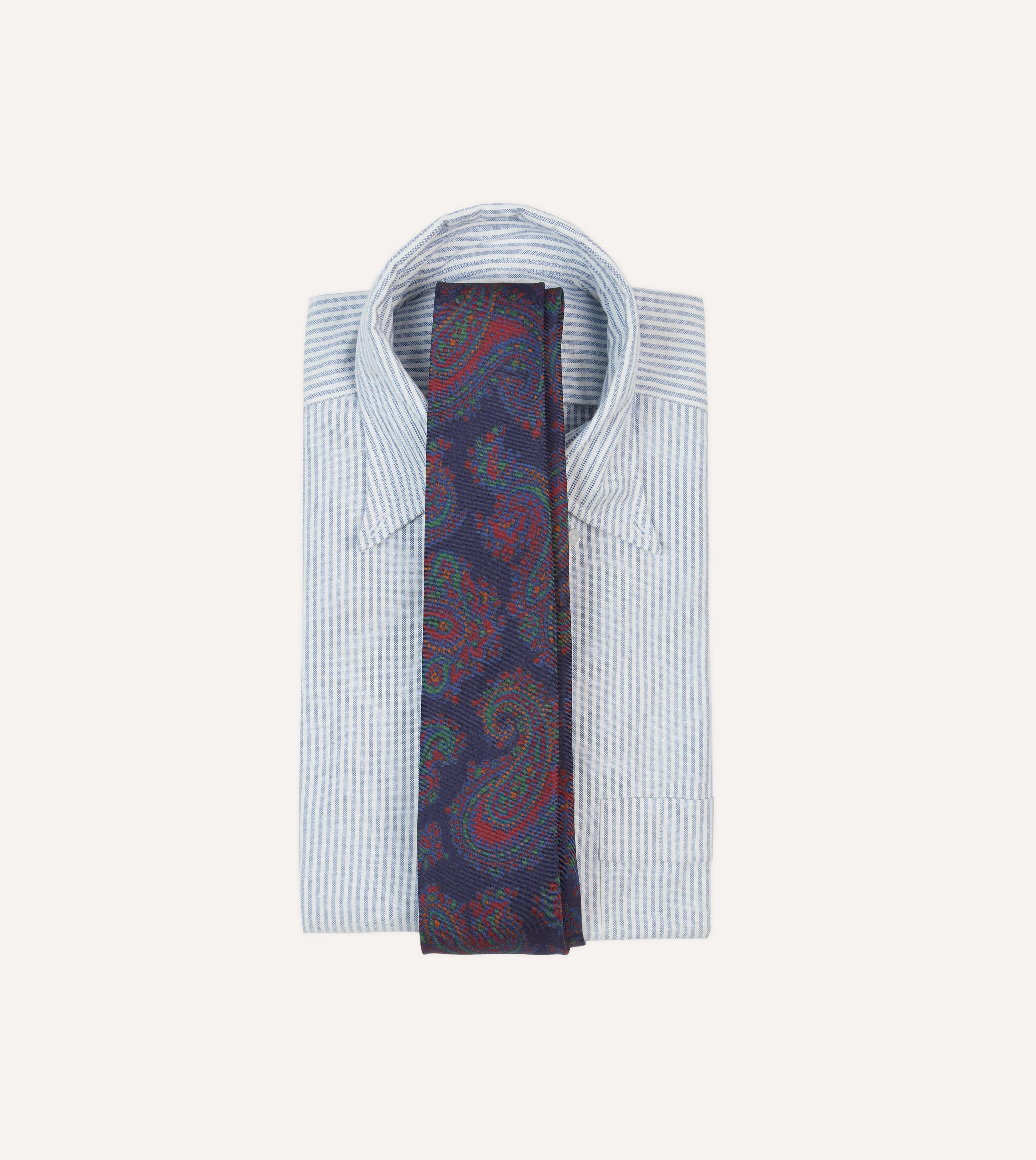 Navy Paisley Print Madder Silk Self-Tipped Tie - Image 2