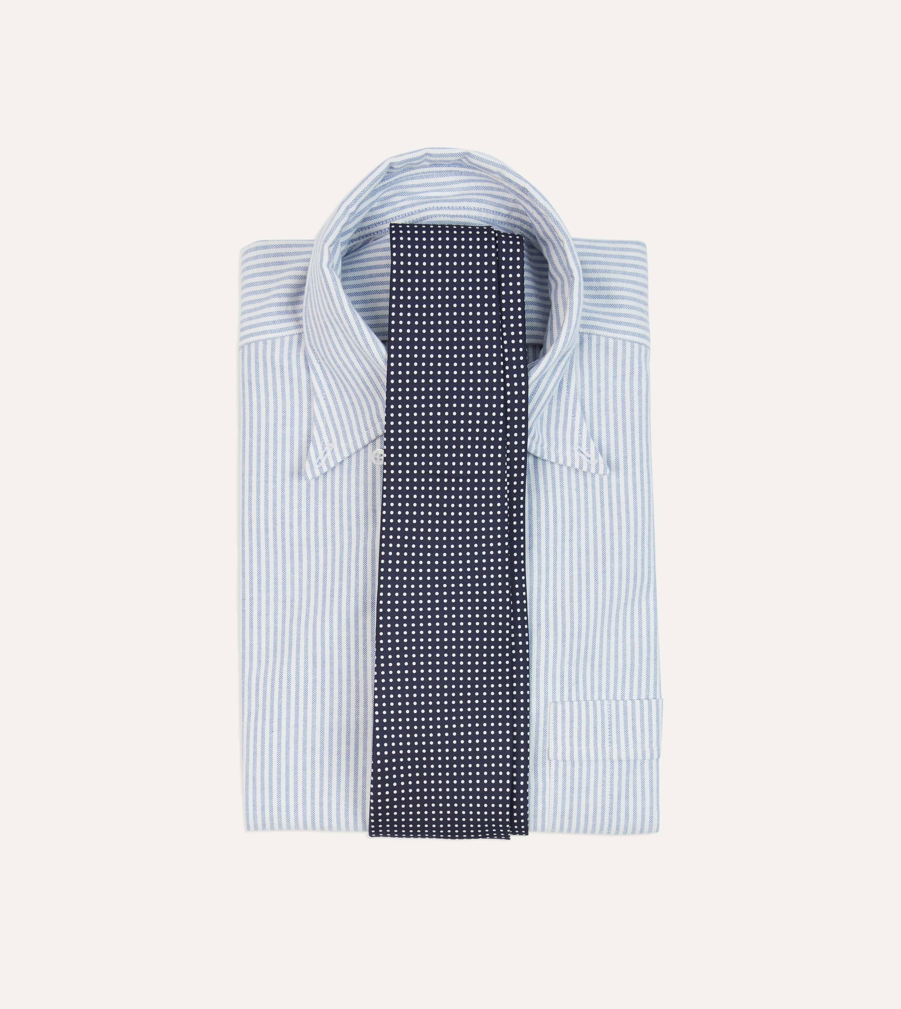 Navy Micro Polka Dot Silk Self-Tipped Tie - Image 2