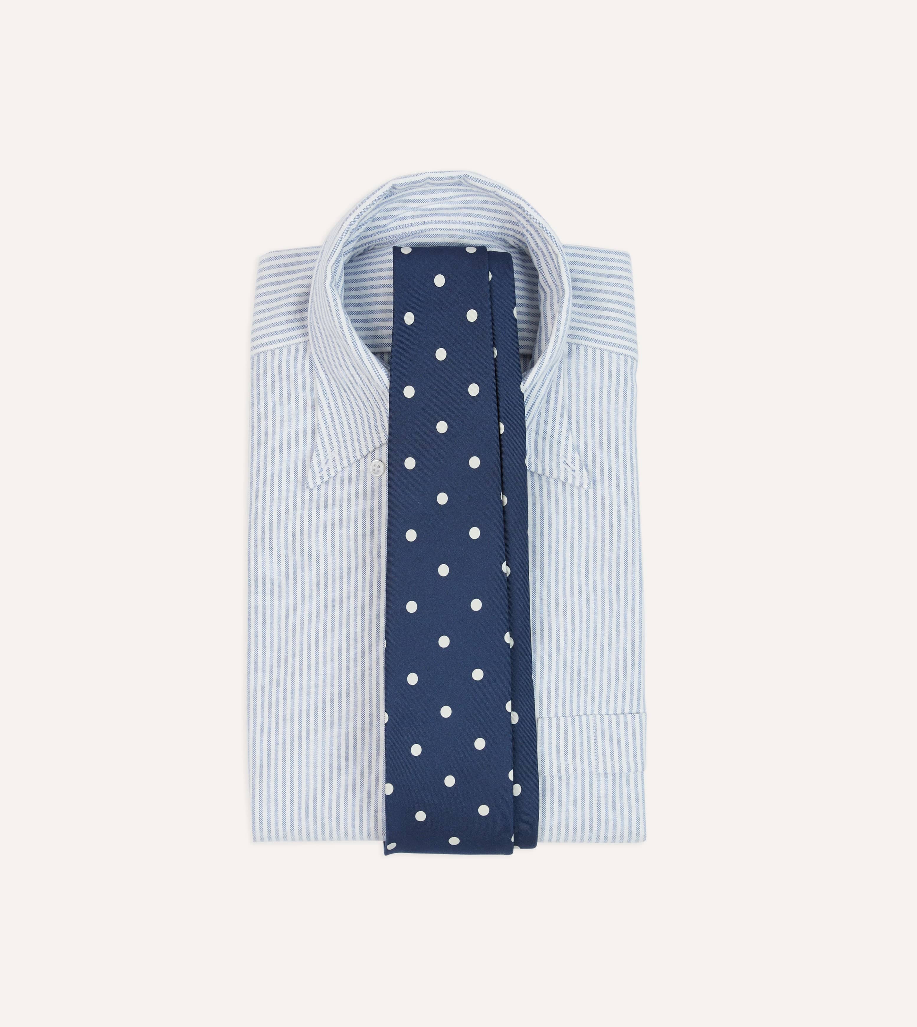 Navy Polka Dot Silk Self-Tipped Tie - Image 2