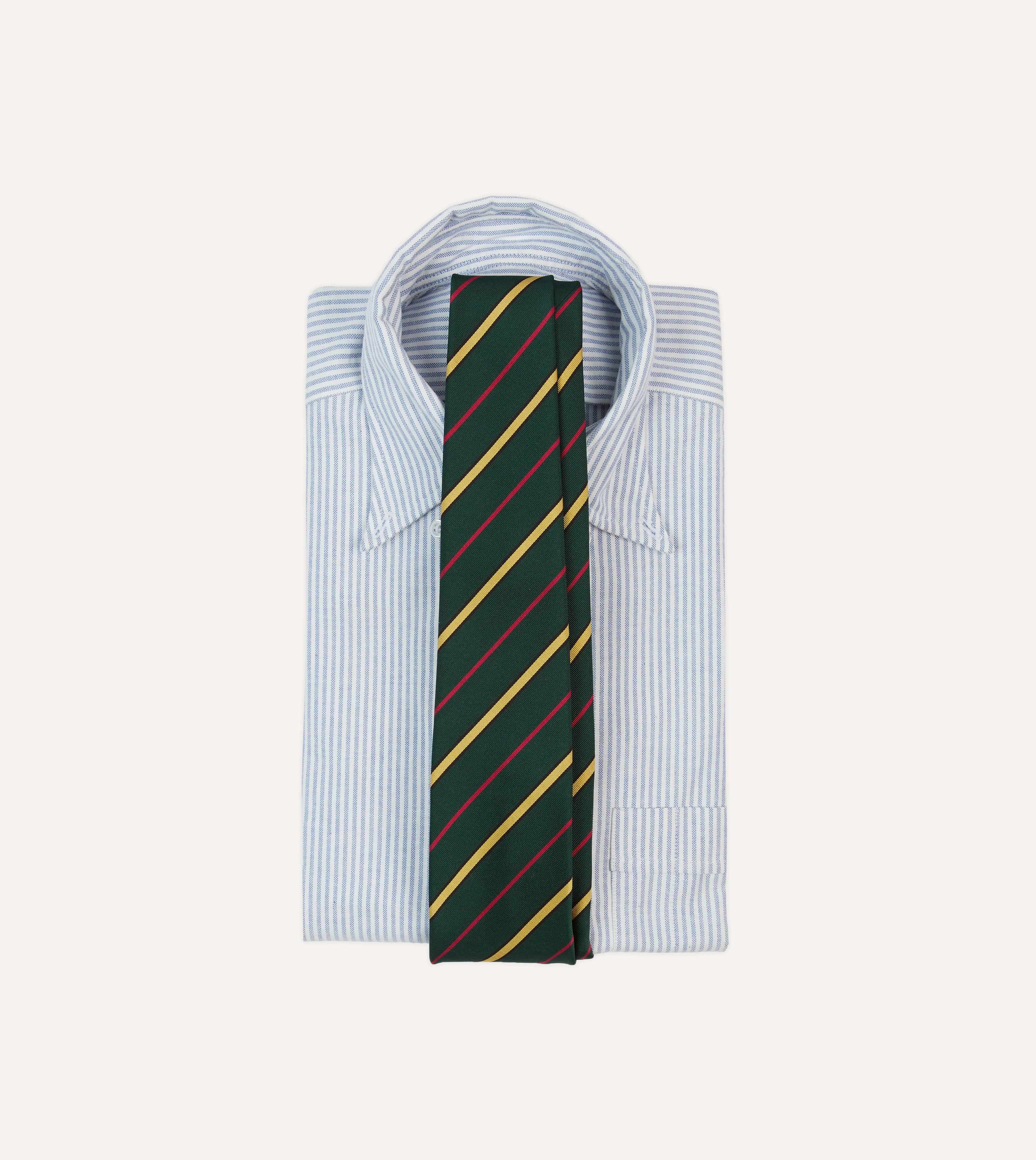 Navy, Red and White Multi Stripe Mogador Silk Tipped Tie - Image 2
