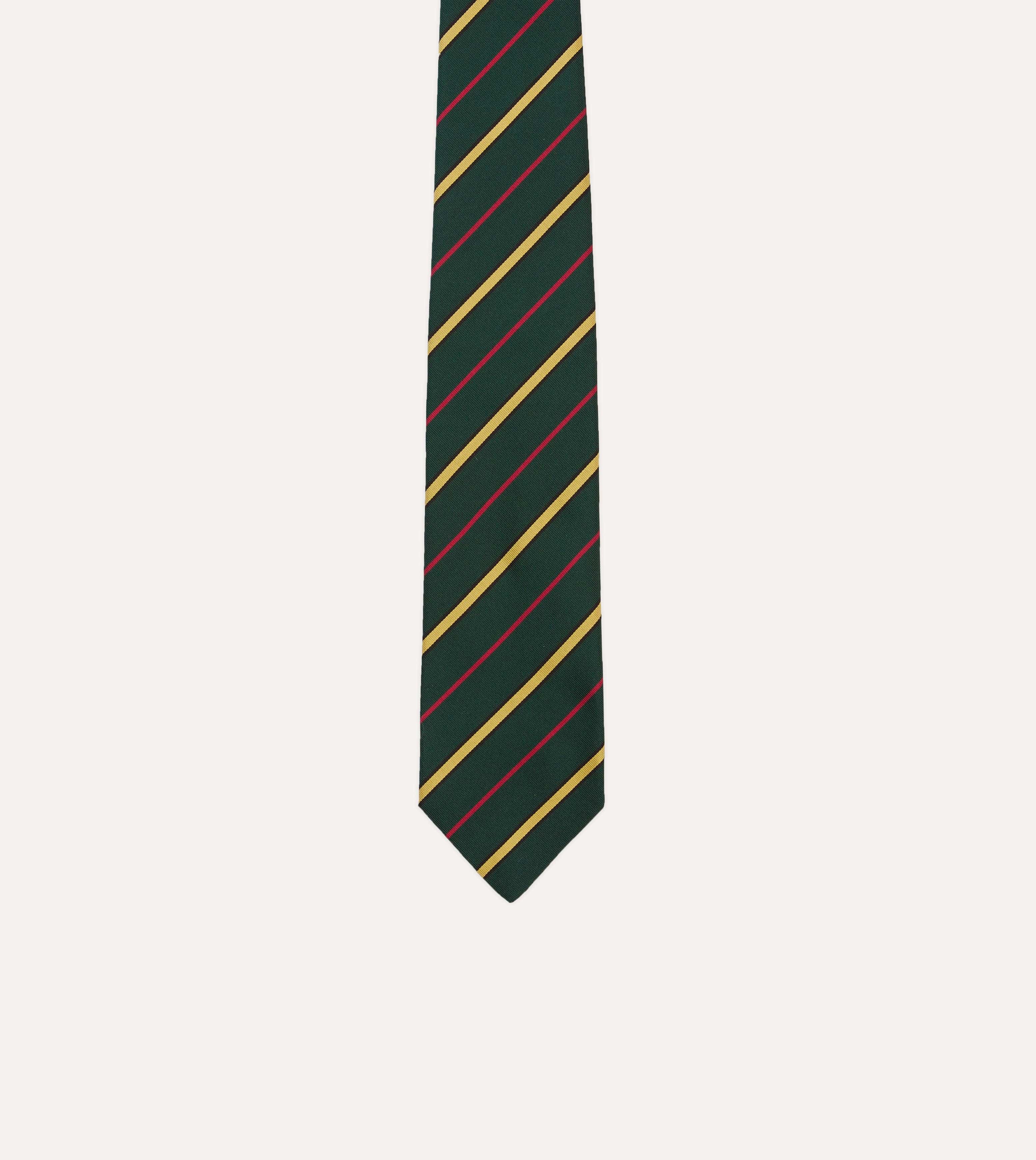 Navy, Red and White Multi Stripe Mogador Silk Tipped Tie - Image 3
