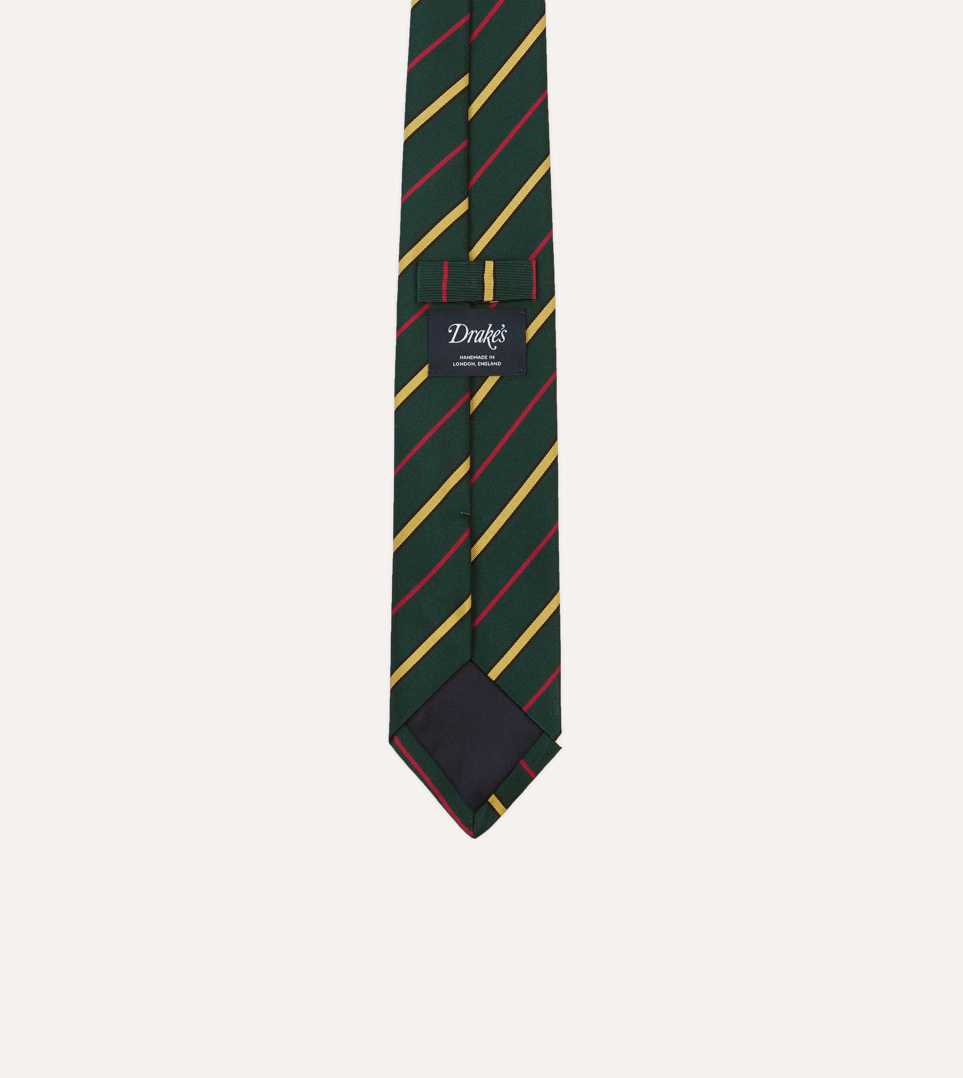 Navy, Red and White Multi Stripe Mogador Silk Tipped Tie - Image 4