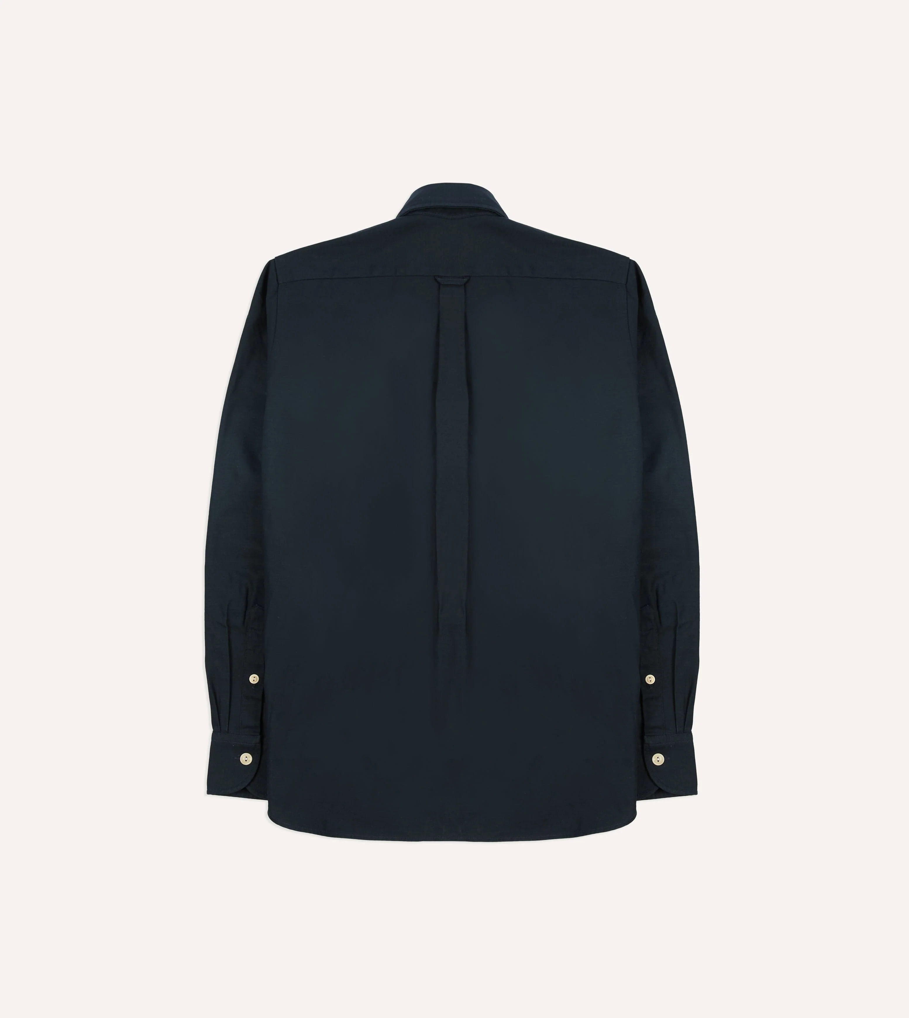 Navy Satin Cotton Popover Work Shirt - Image 6