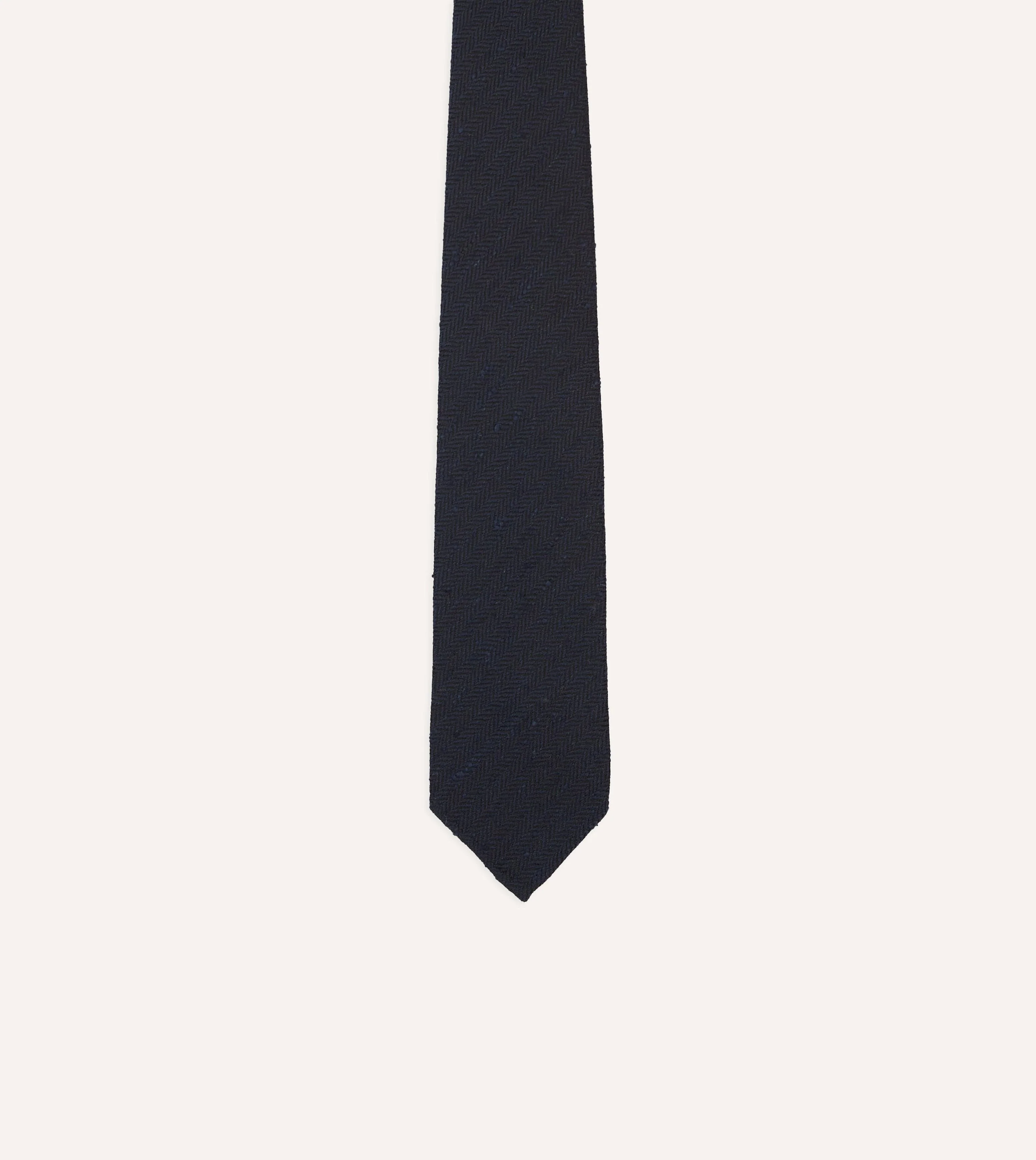 Navy Shantung Silk Hand-Rolled Tie - Image 3