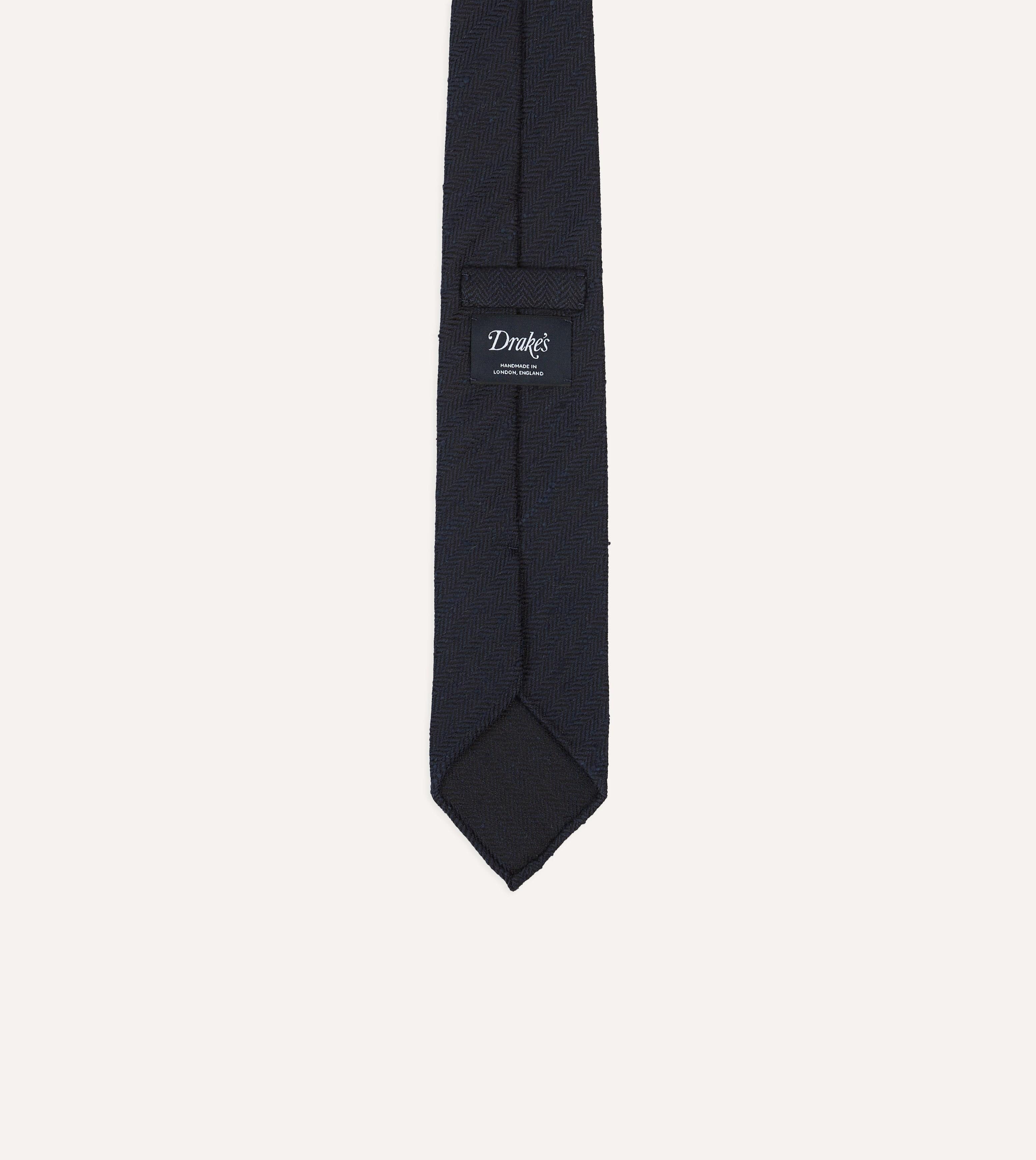 Navy Shantung Silk Hand-Rolled Tie - Image 4