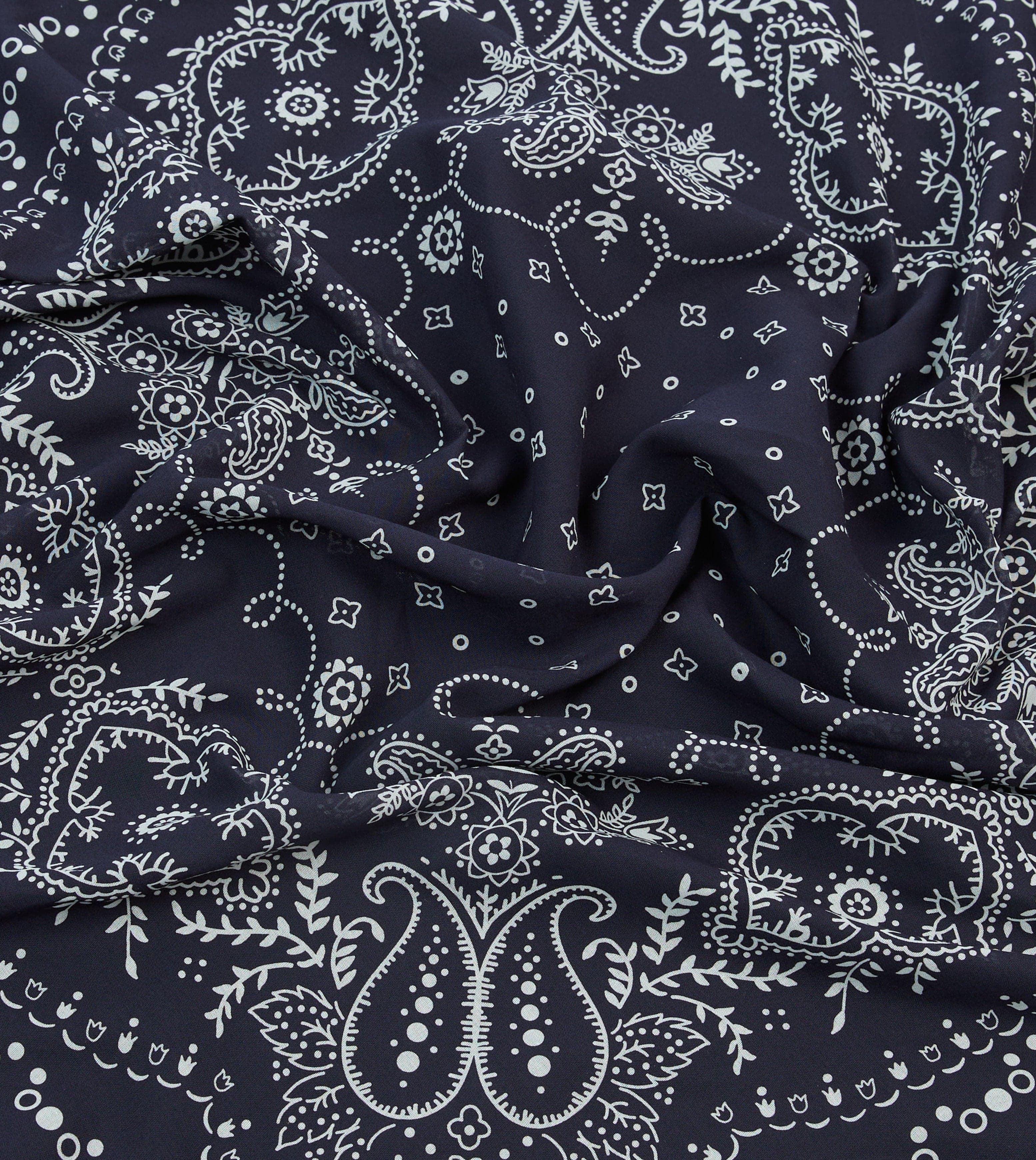 Navy Trad Paisley Print Cotton Bandana - Image 2