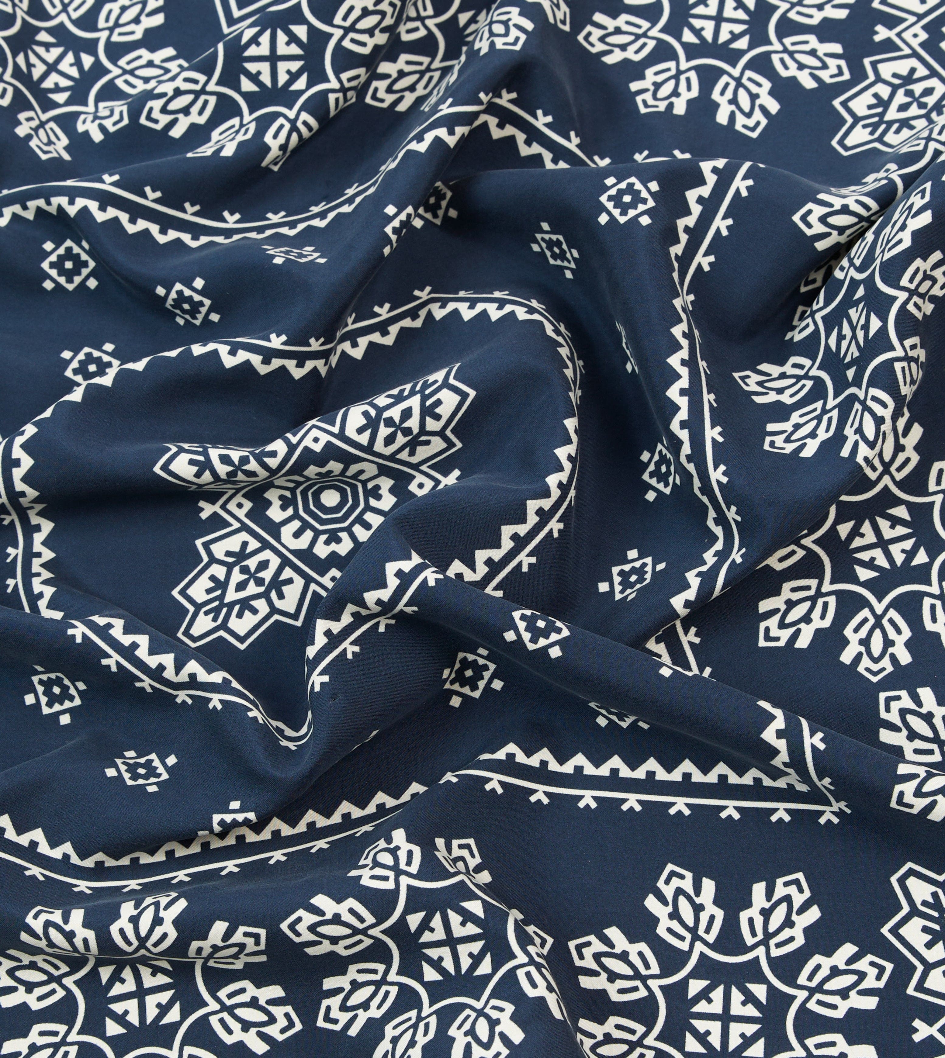 Navy Traditional Print Silk Bandana - Image 2