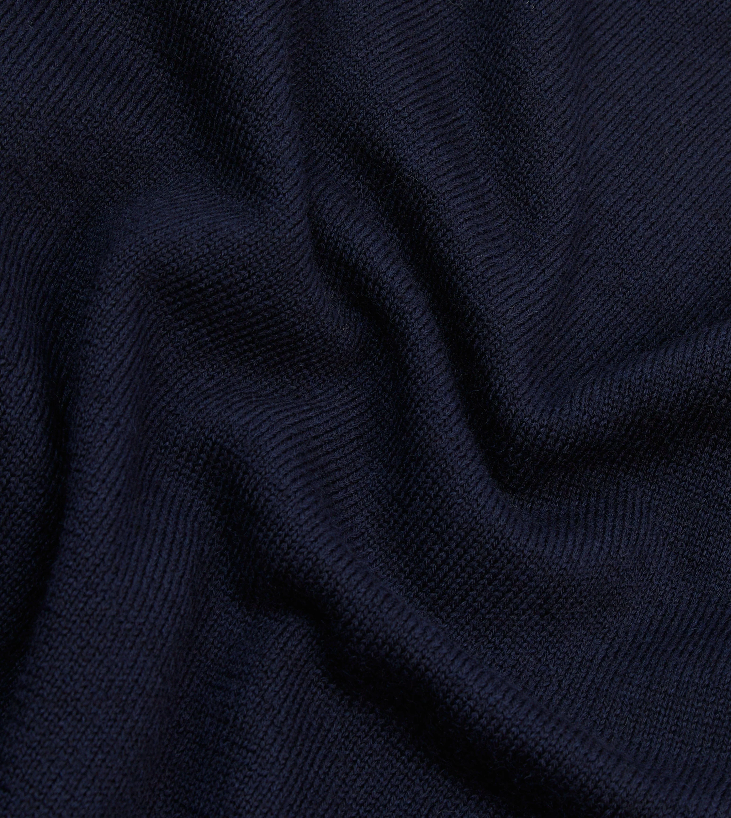 Navy Wool Mock Neck Jumper - Image 2