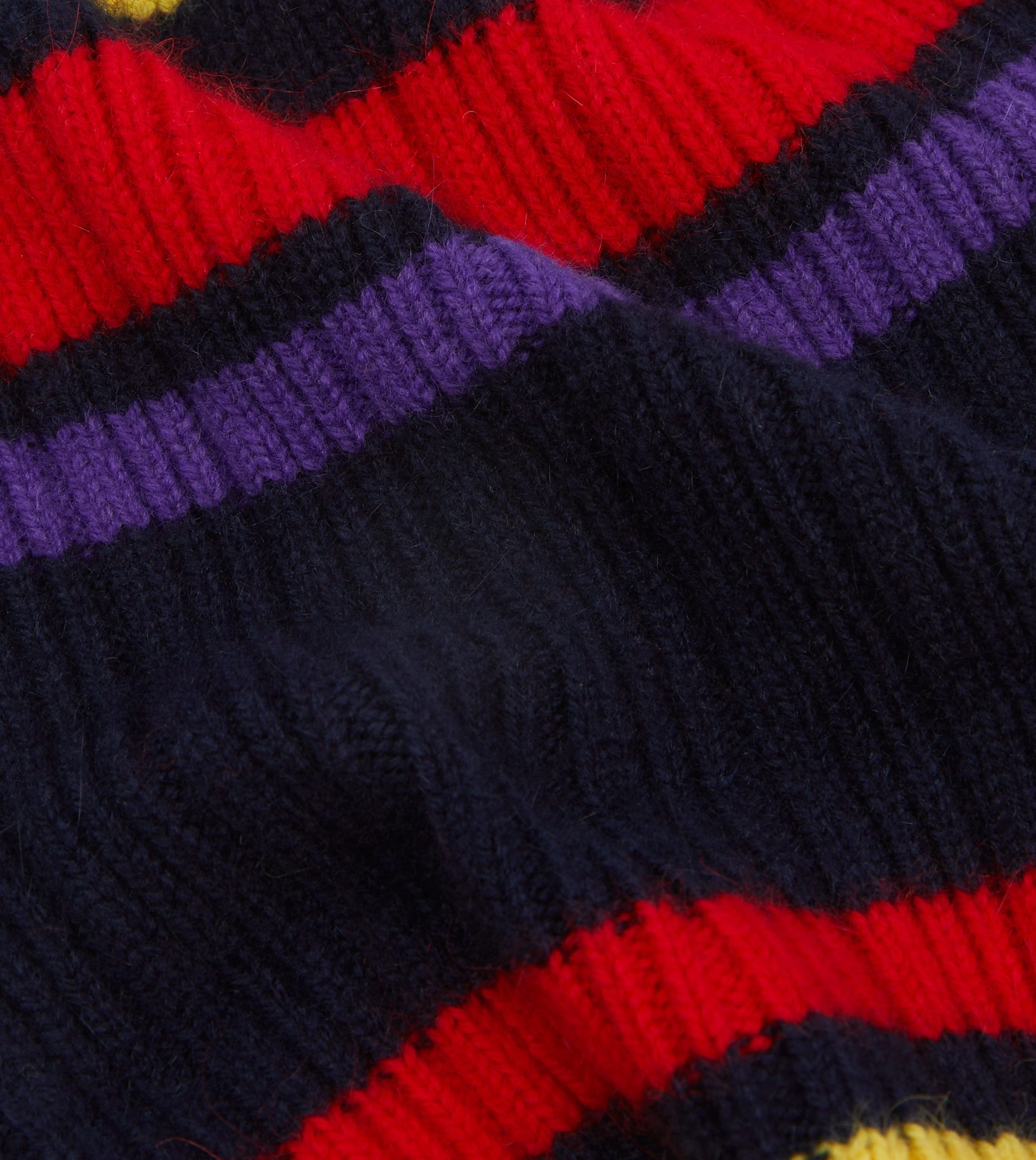 Navy, Yellow and Red Multi Stripe Geelongora Ribbed Knit Cap - Image 2