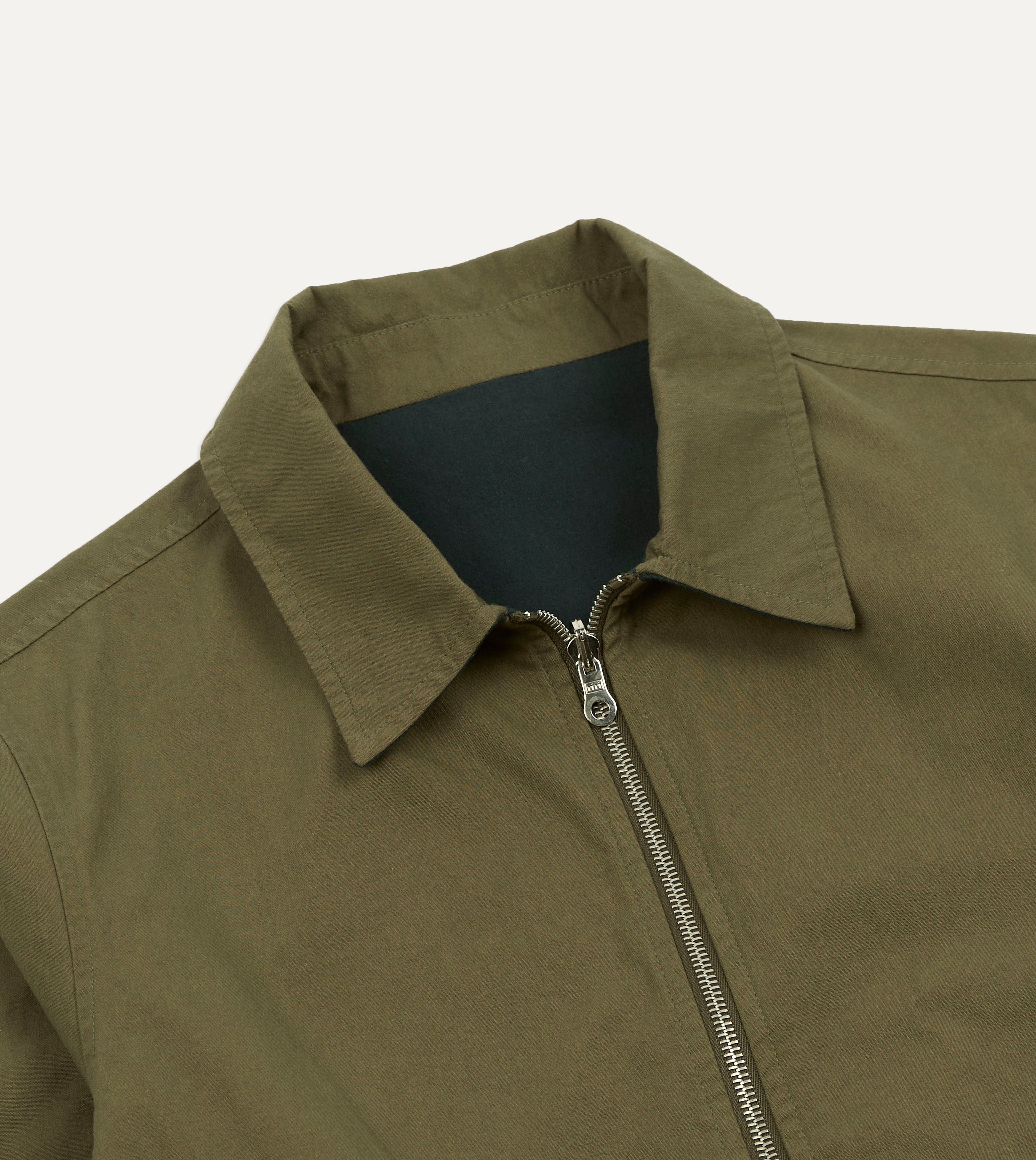 Olive and Navy Reversible Cotton Blouson Jacket - Image 5