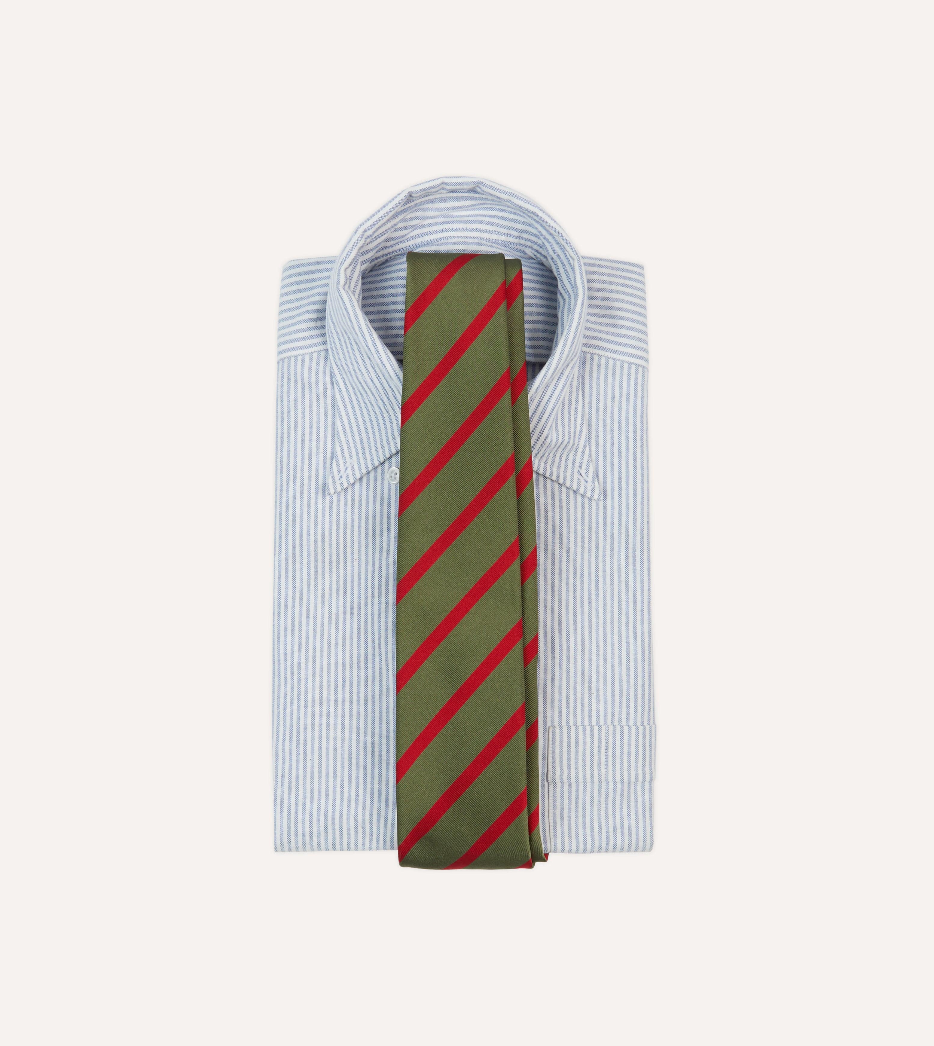 Olive and Red Bar Stripe Mogador Silk Tipped Tie - Image 2