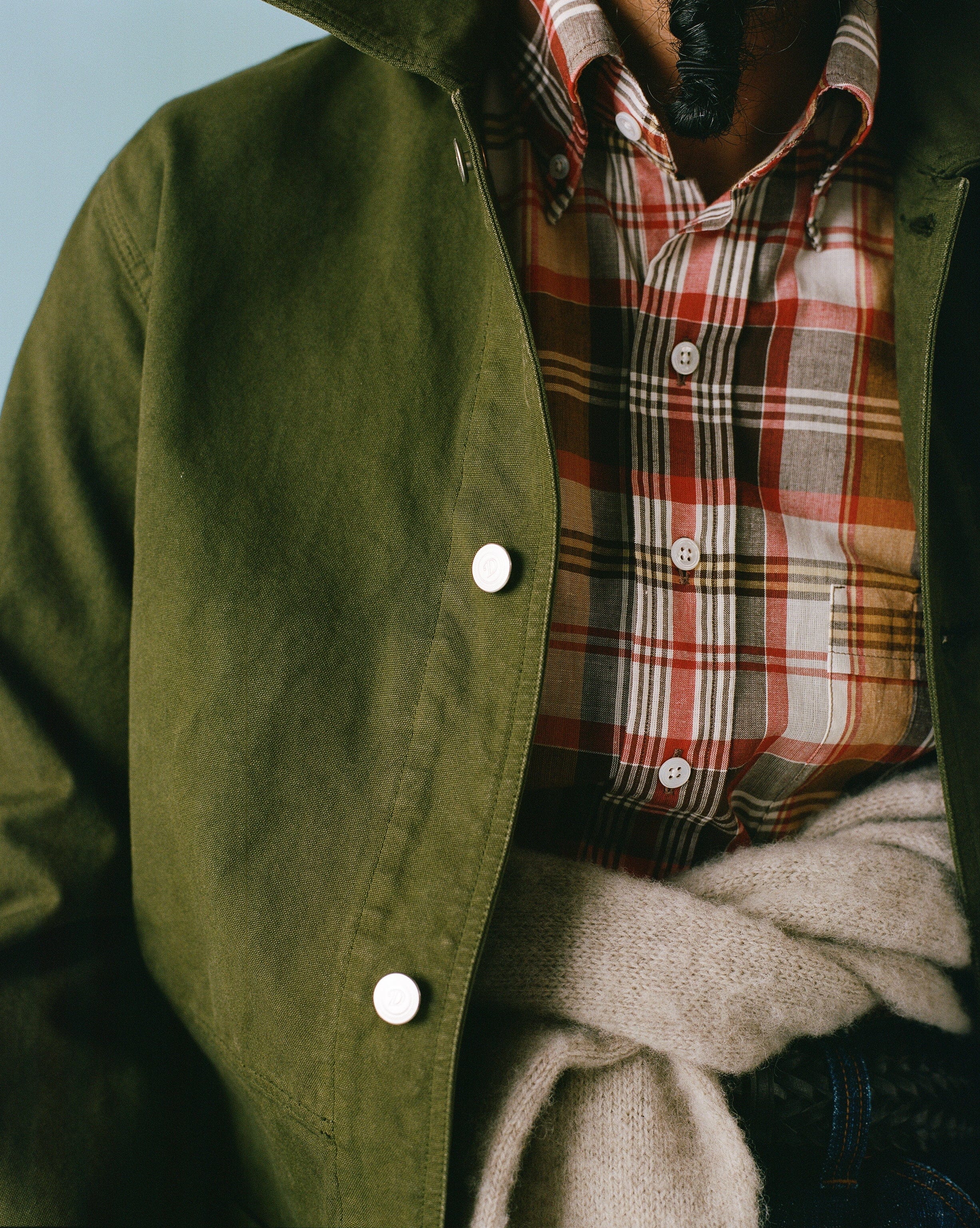 Olive Cotton Duck Canvas Five-Pocket Chore Jacket - Image 9