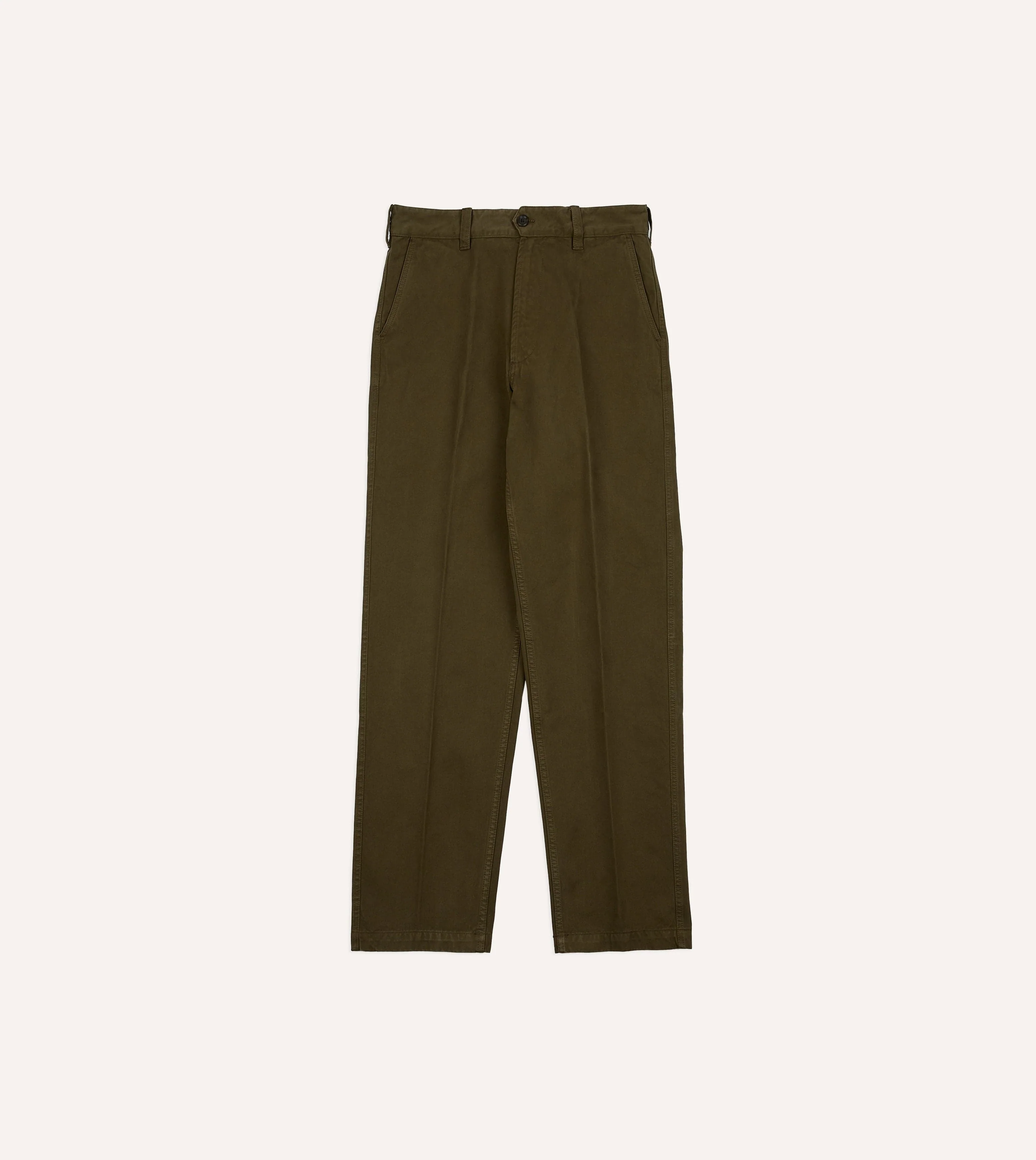 Olive Heavy Cotton Flat Front Chino - Image 3