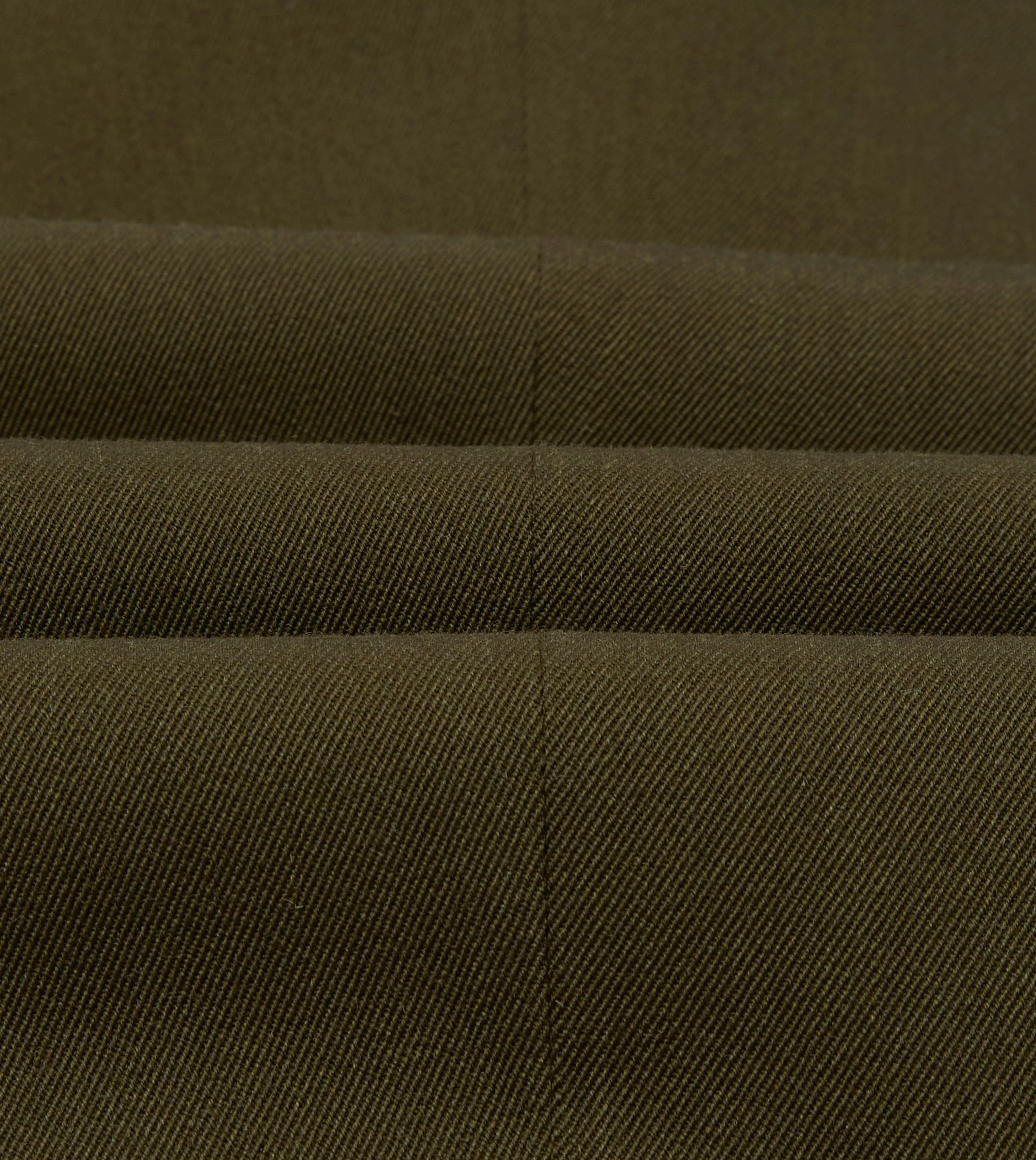 Olive Wool-Cotton Single Pleat Trouser - Image 2