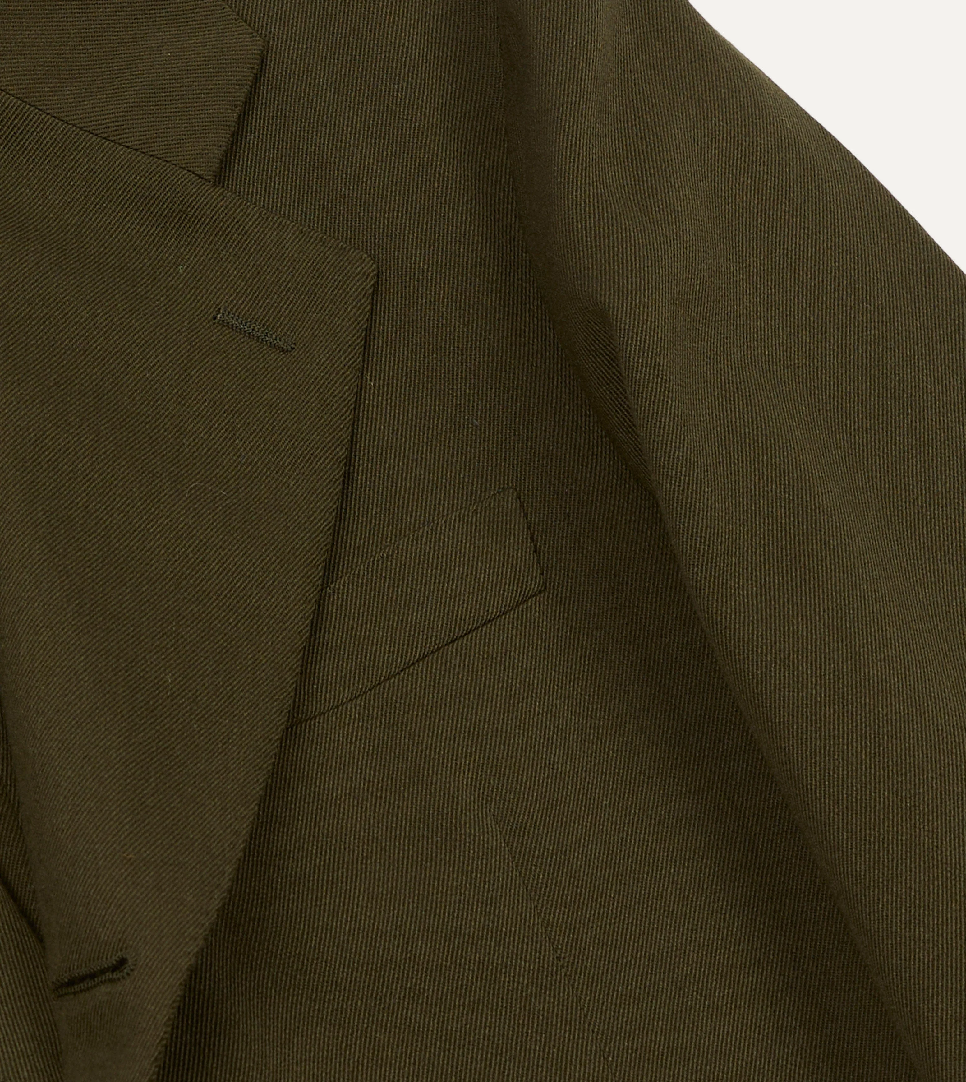 Olive Wool-Cotton Tailored Jacket - Image 4