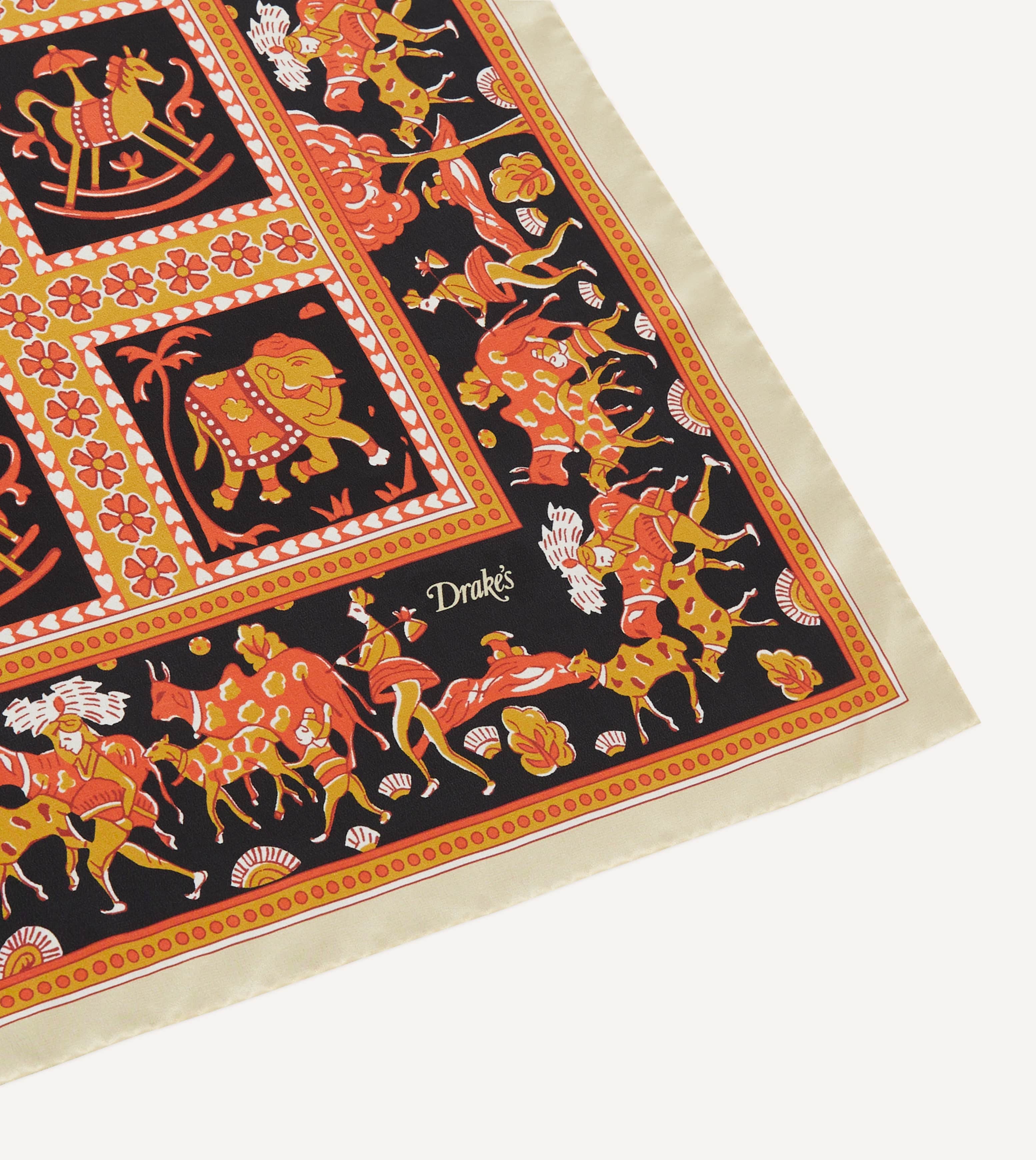 Orange Elephant Print Silk Bandana - Image 3