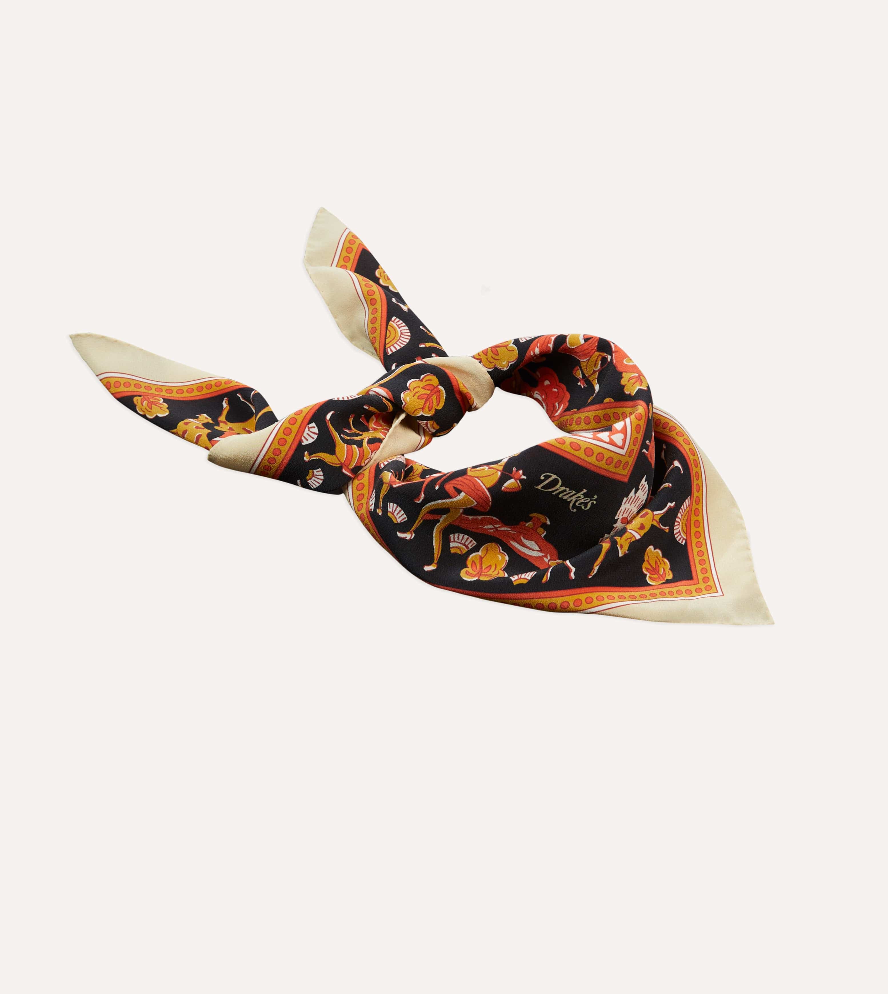 Orange Elephant Print Silk Bandana - Image 4