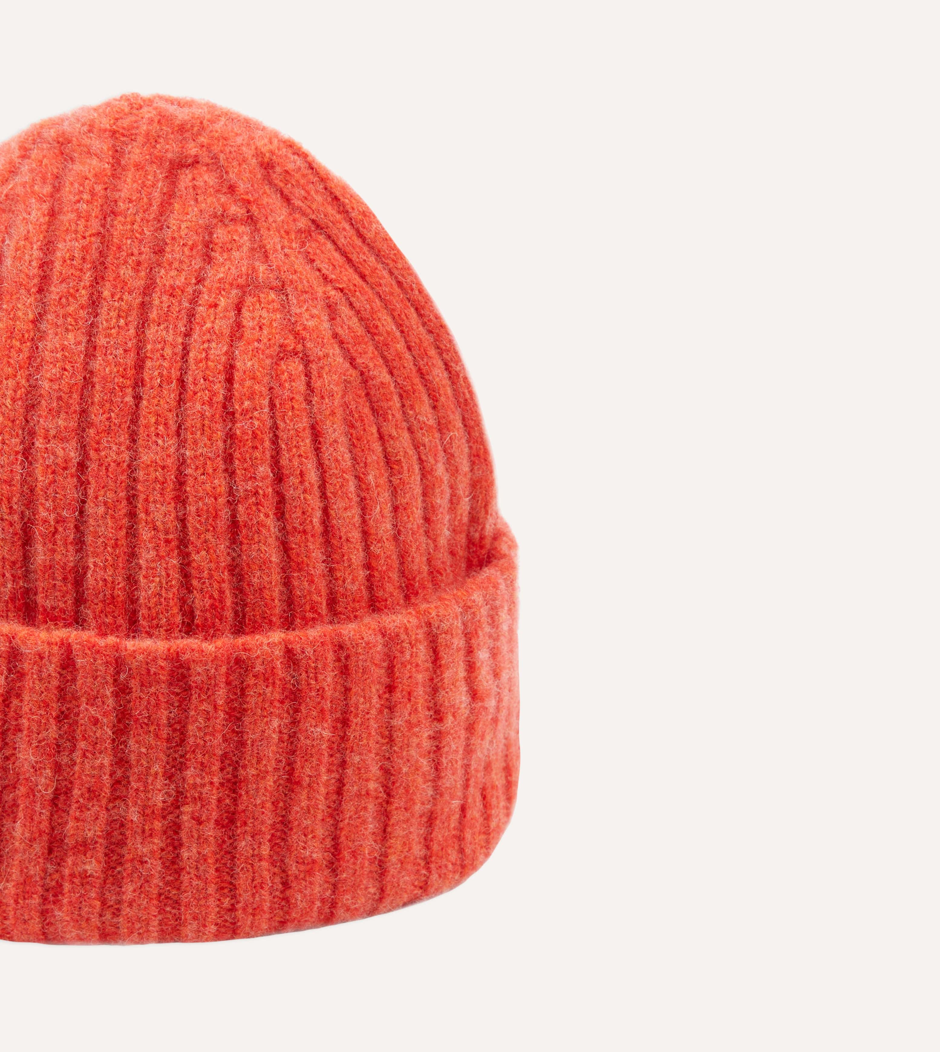 Orange Lambswool Ribbed Knit Cap - Image 3