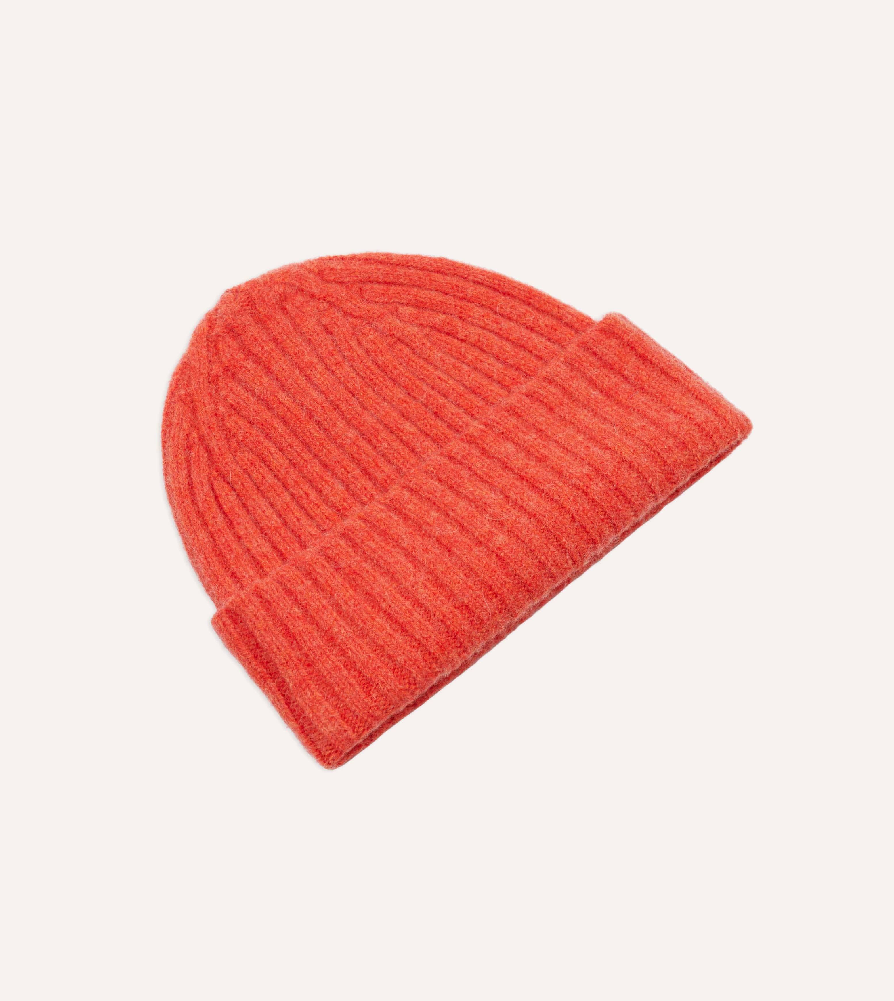 Orange Lambswool Ribbed Knit Cap - Image 4