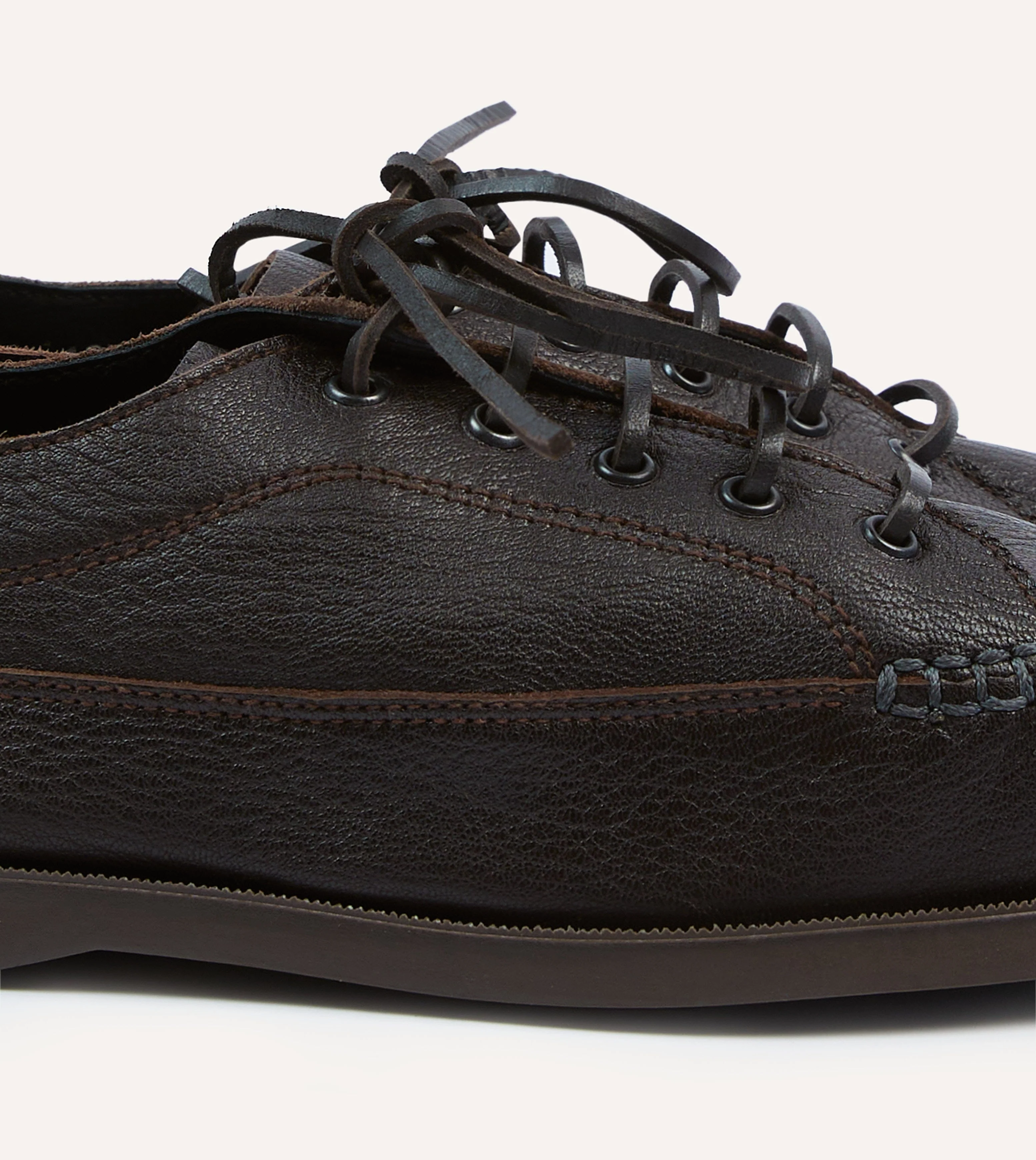 Paraboot for Drake's Malibu Brown Deer Leather Boat Shoe - Image 3