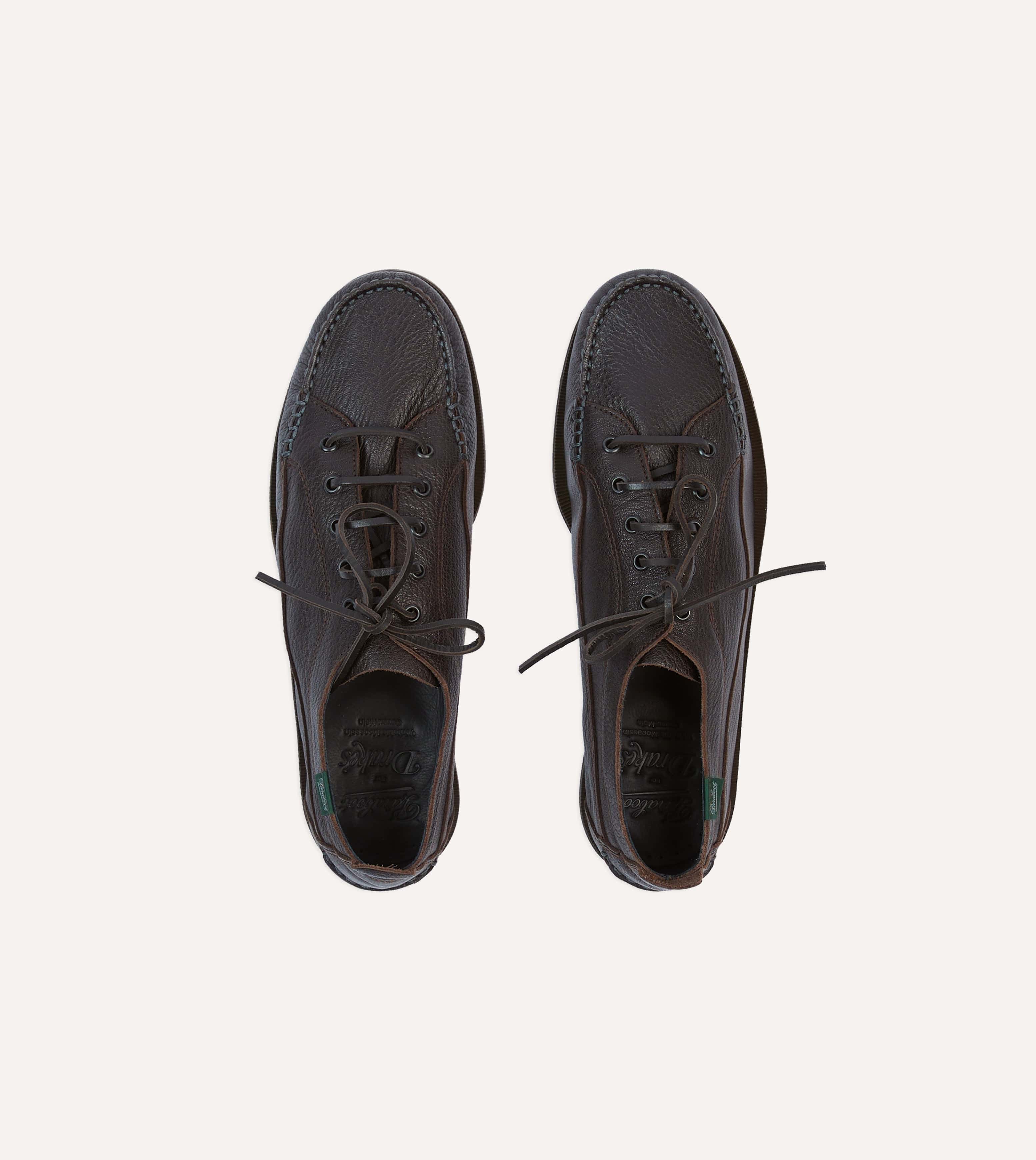 Paraboot for Drake's Malibu Brown Deer Leather Boat Shoe - Image 4