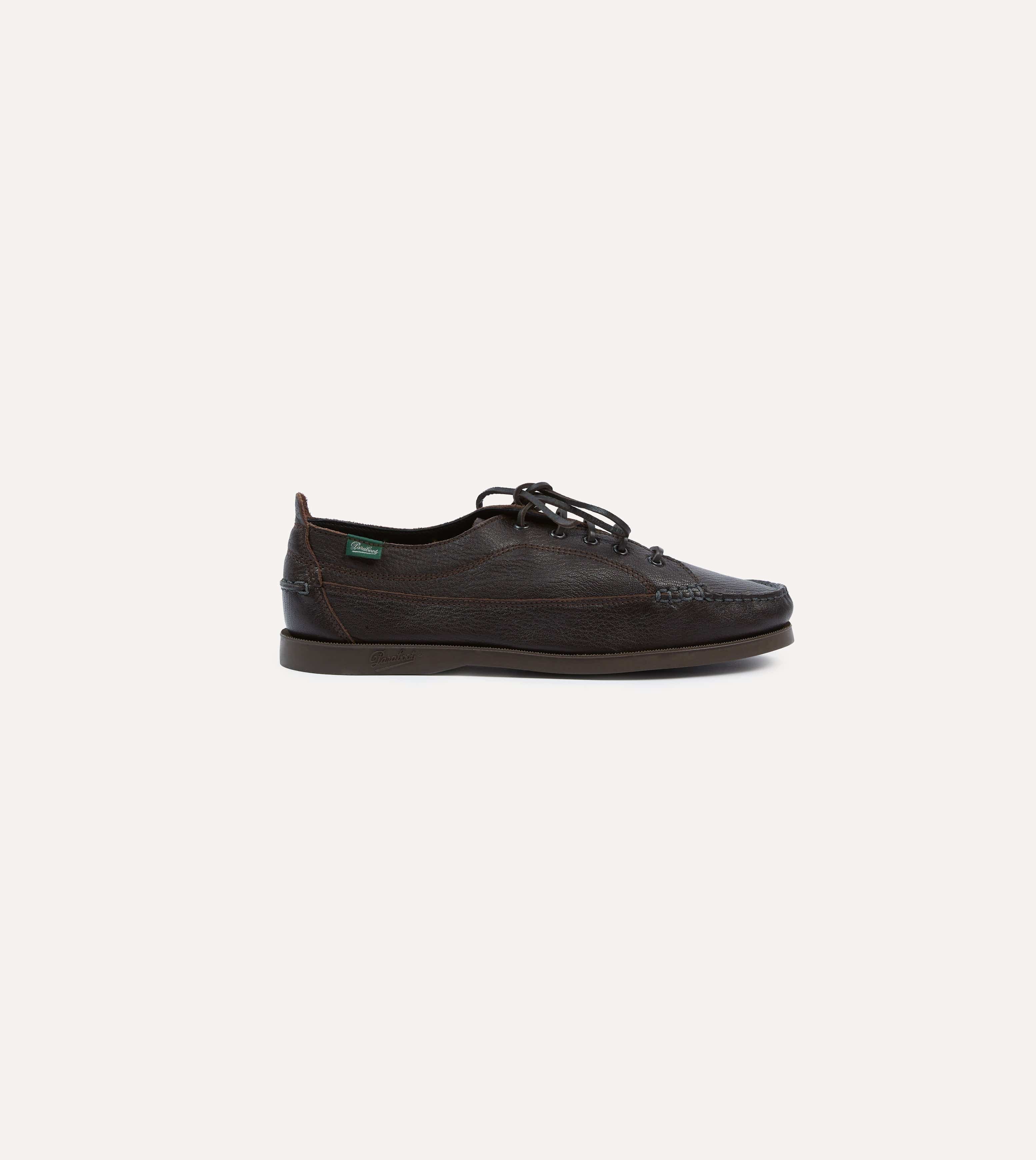 Paraboot for Drake's Malibu Brown Deer Leather Boat Shoe - Image 6