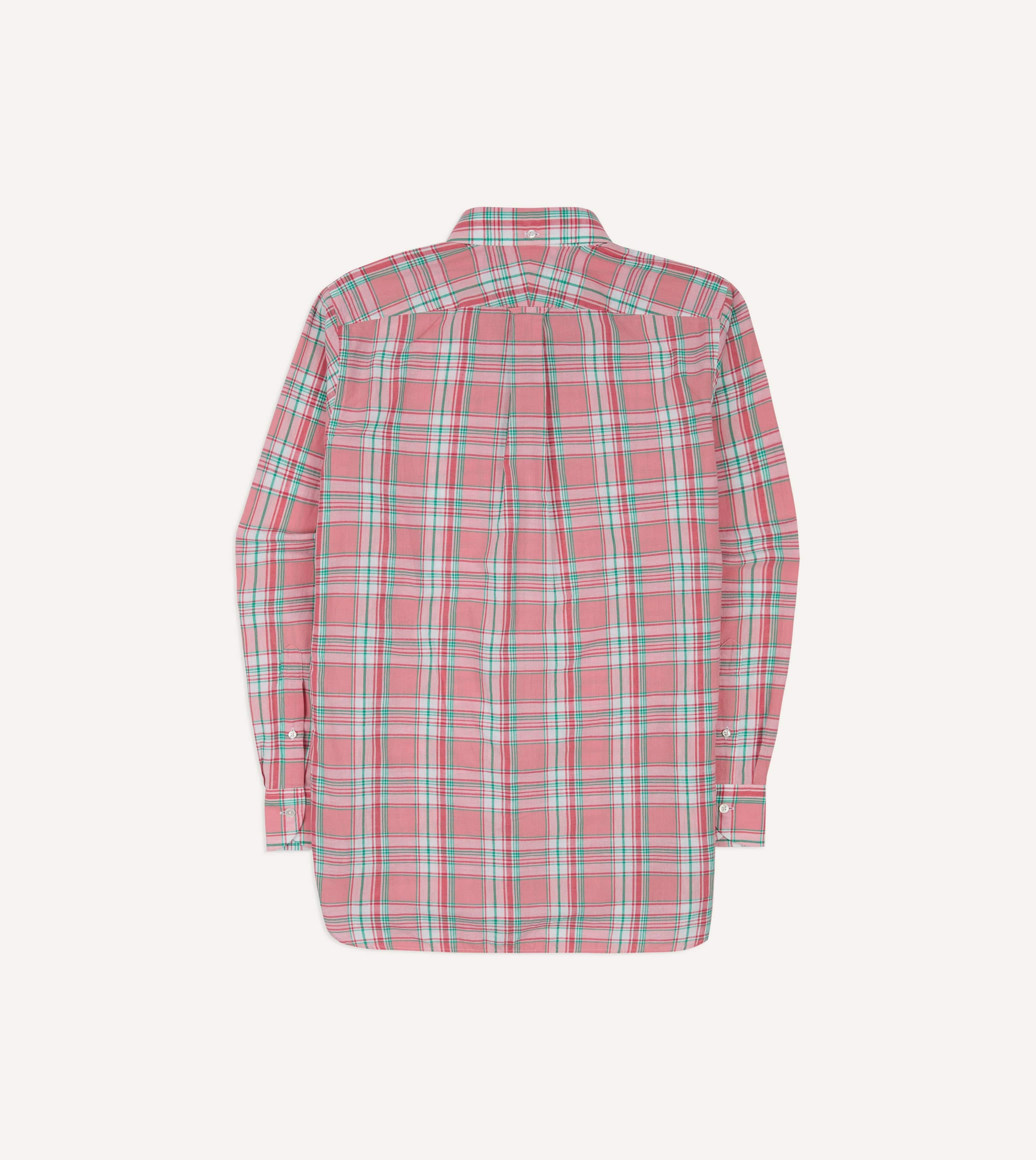 Pink and Green Madras Check Cotton Button-Down Shirt - Image 7