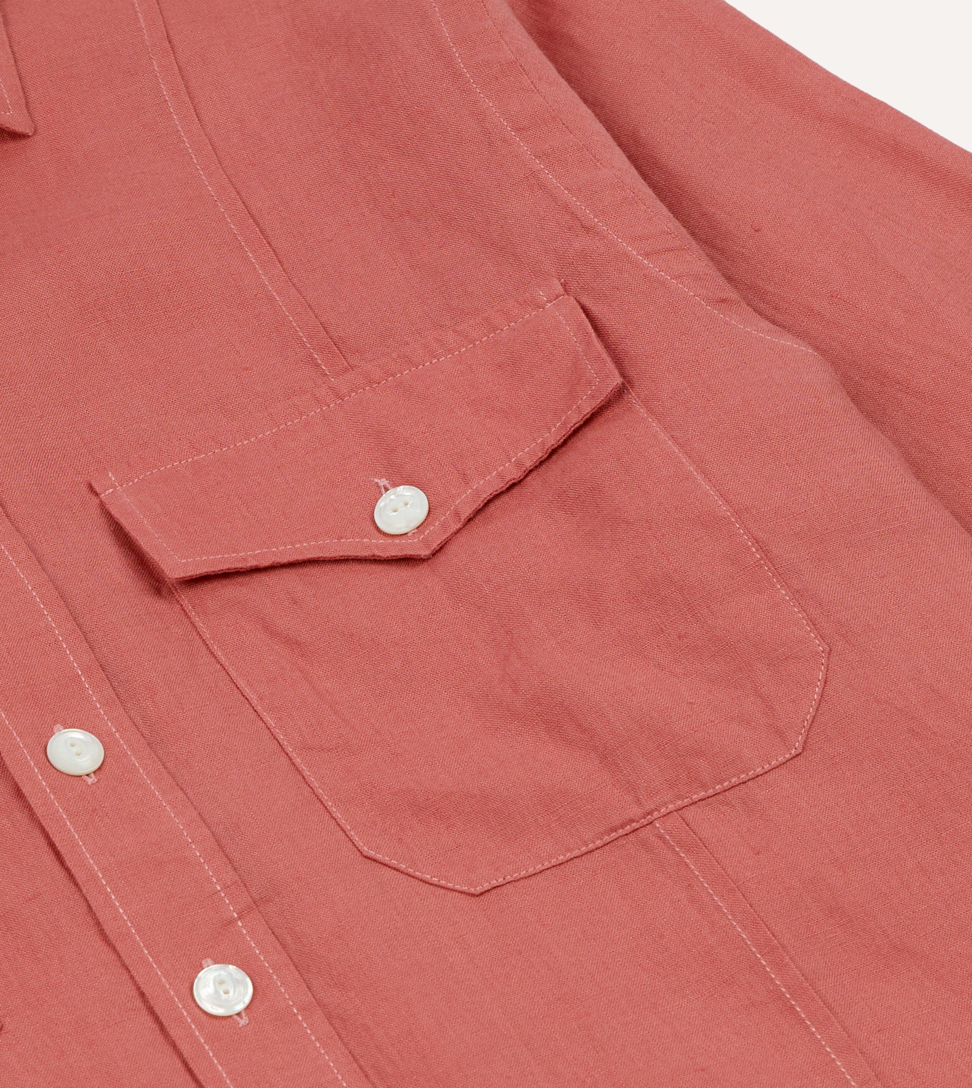 Pink Linen Pintuck Military Shirt - Image 4