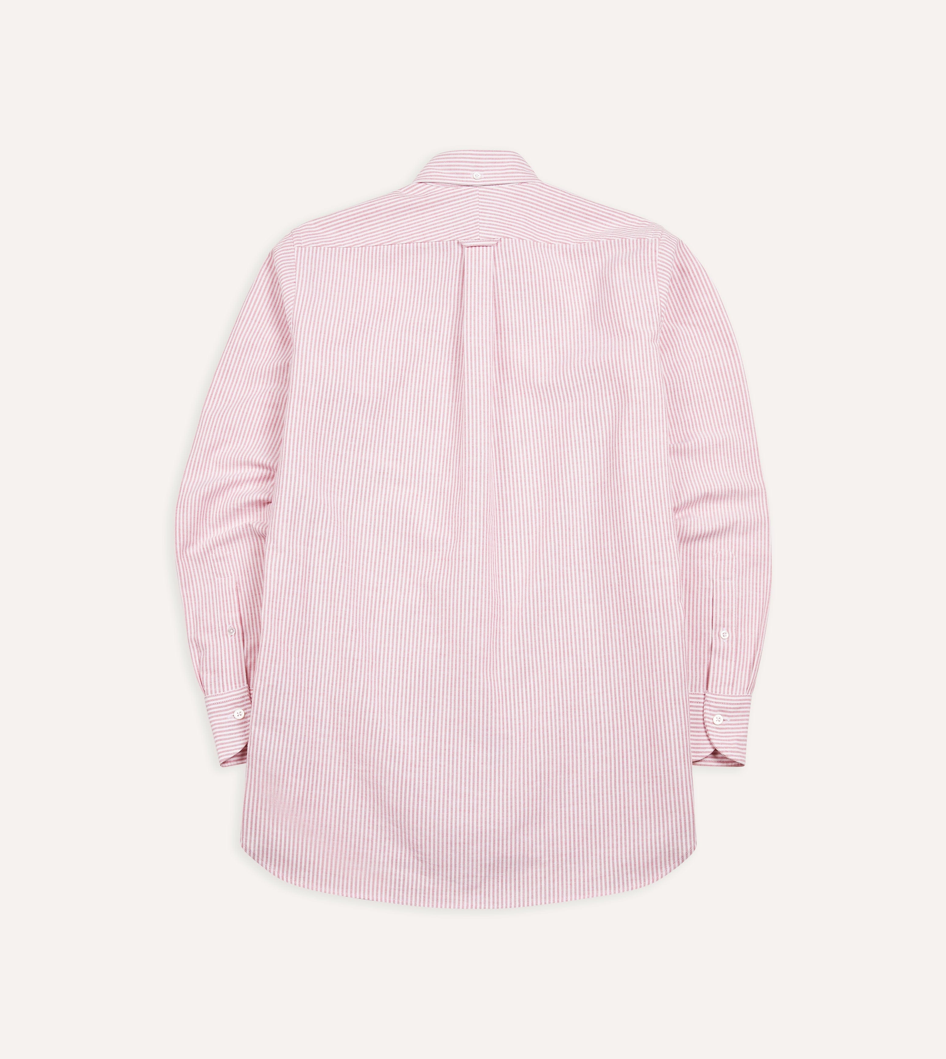 Pink Ticking Stripe Cotton Oxford Cloth Button-Down Shirt - Image 5