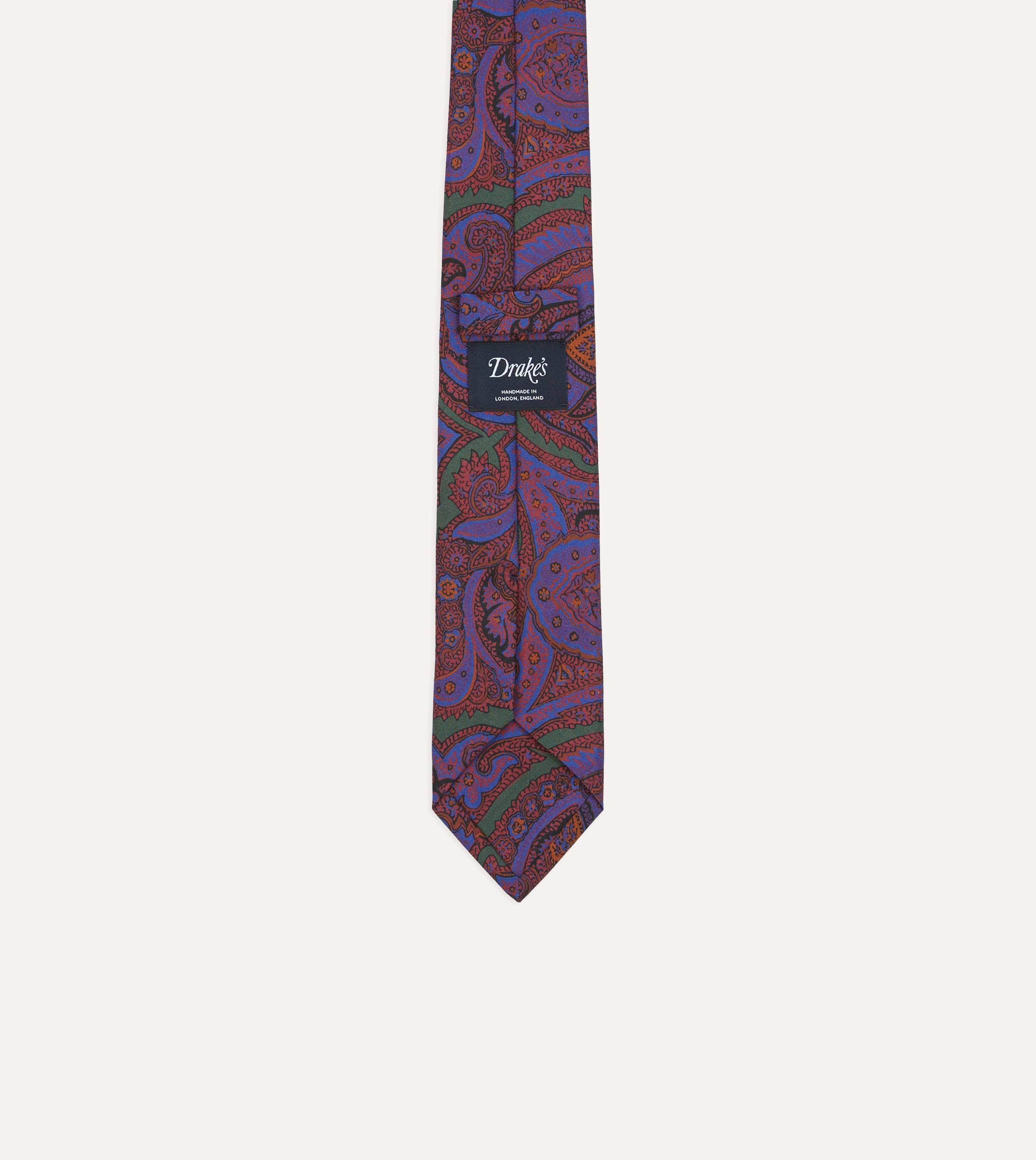Purple Acanthus Print Silk Self Tipped Tie - Image 4