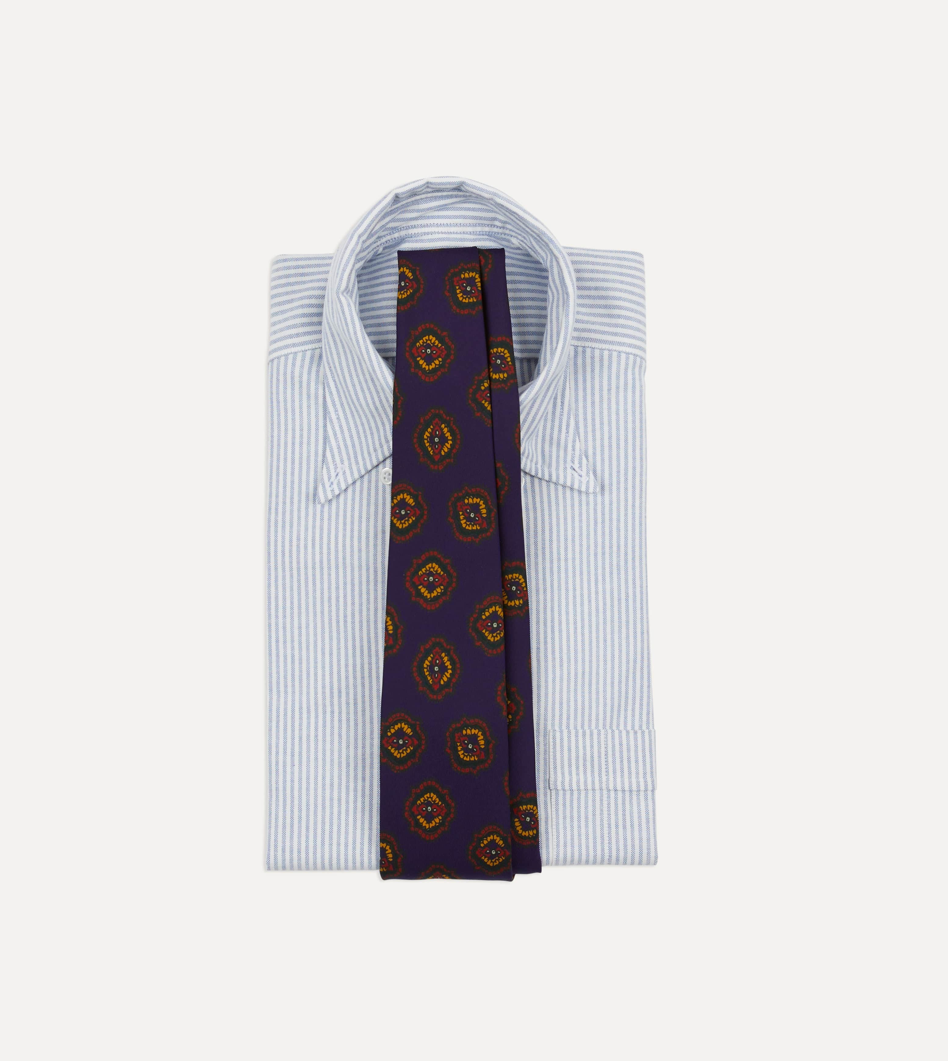Purple Baroque Paisley 36oz Madder Silk Self Tipped Tie - Image 2