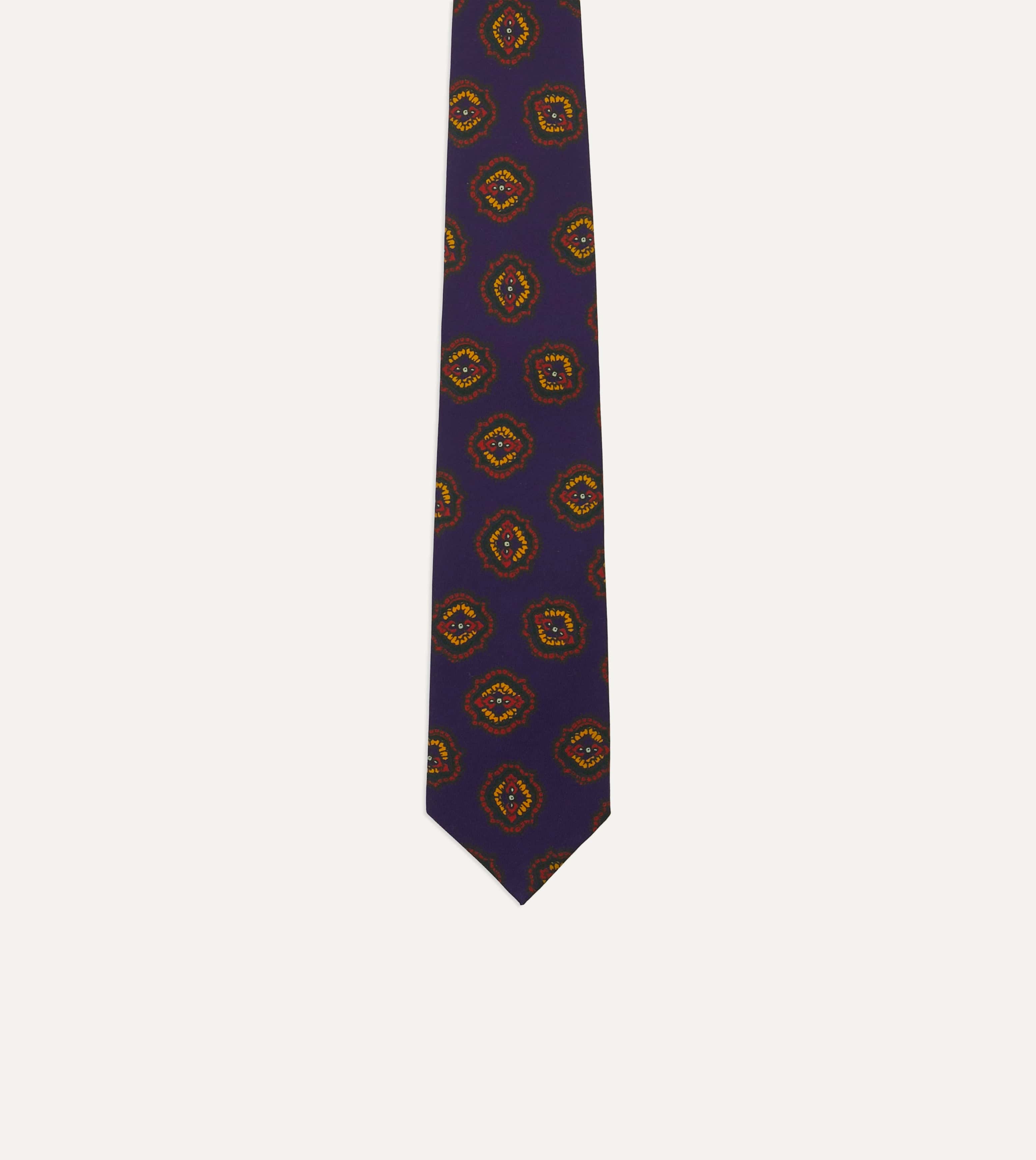 Purple Baroque Paisley 36oz Madder Silk Self Tipped Tie - Image 4