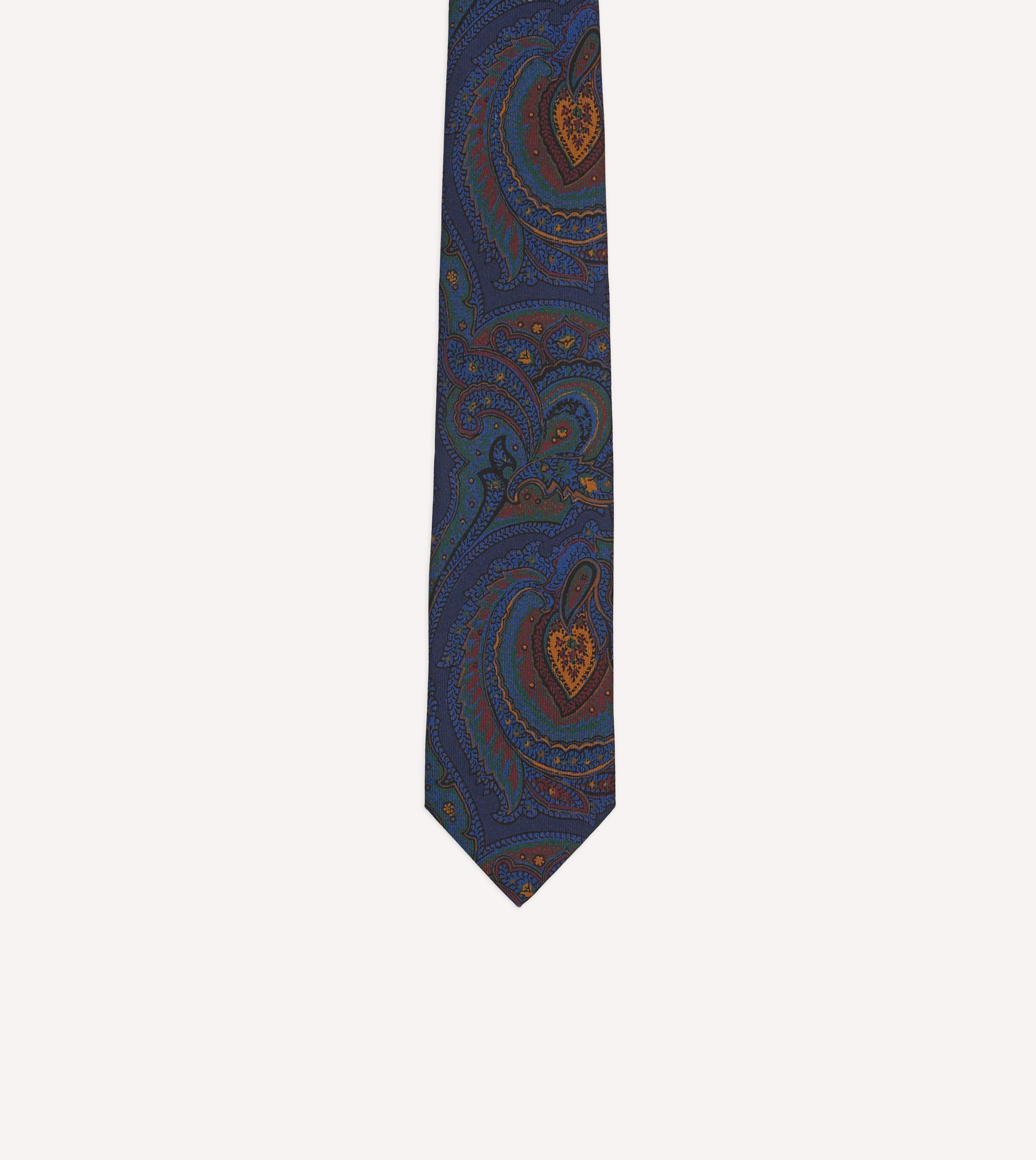 Purple Paisley Print Madder Silk Self-Tipped Tie - Image 3