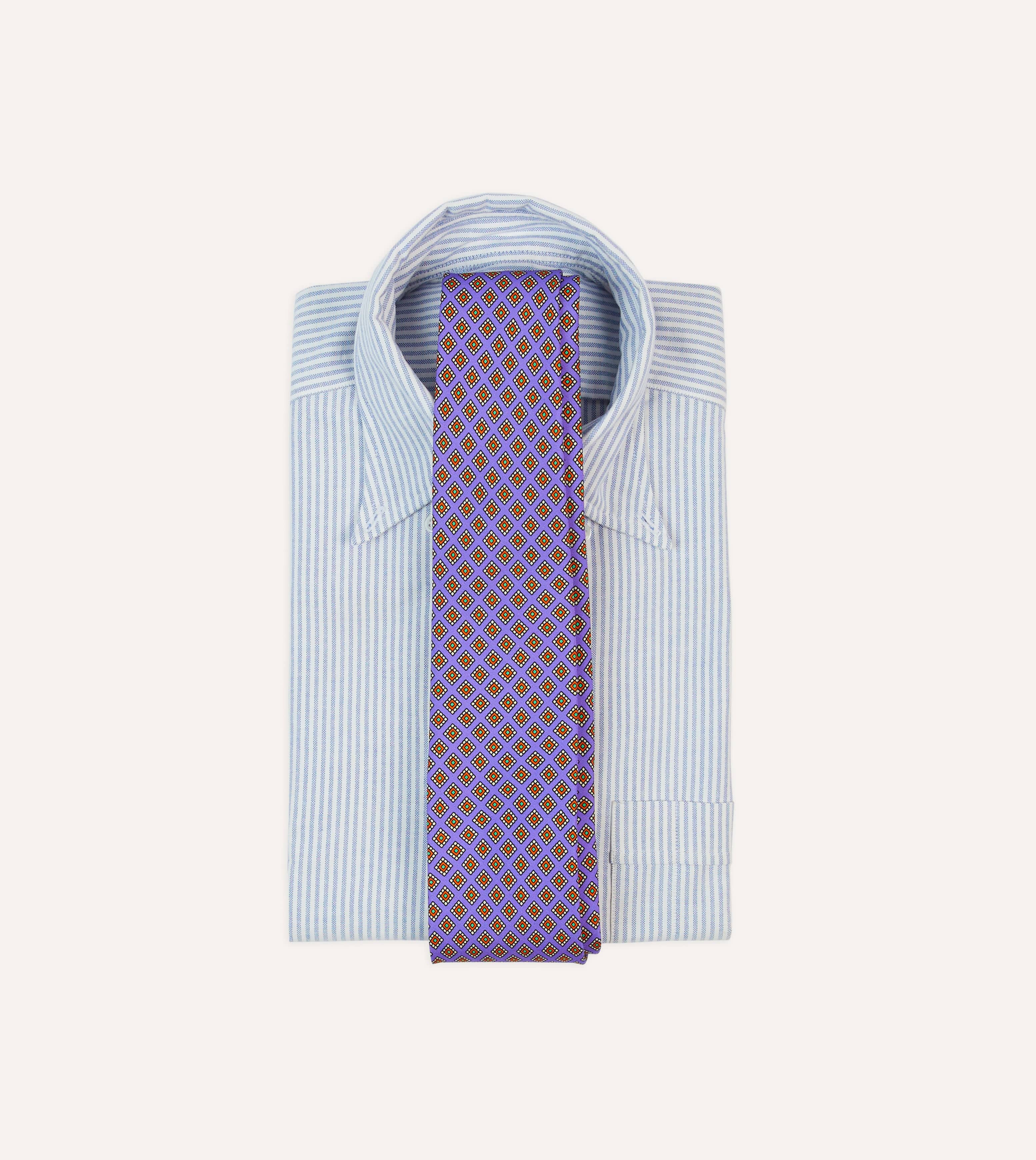 Purple Square Medallion Self-Tipped Silk Tie - Image 2
