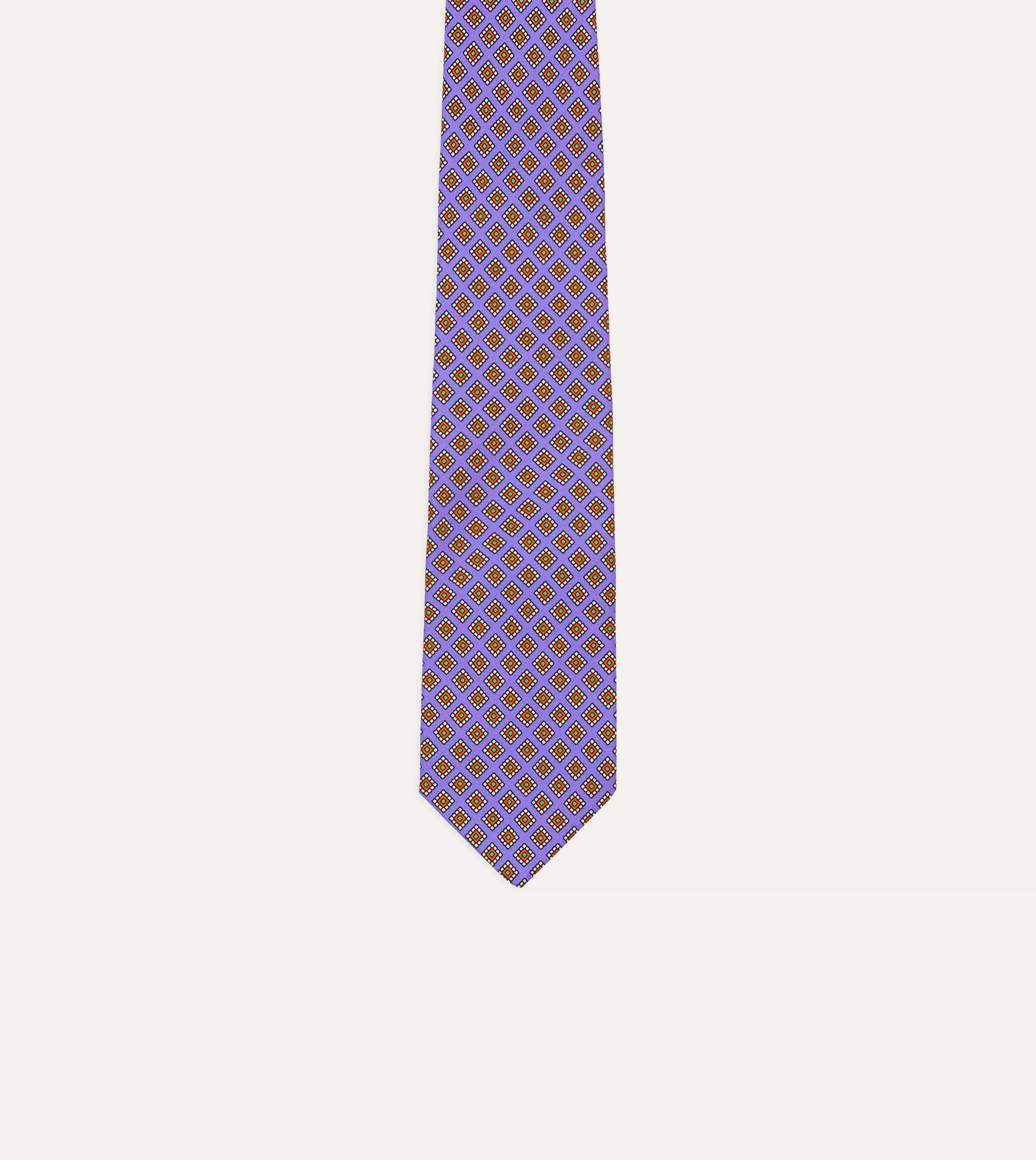Purple Square Medallion Self-Tipped Silk Tie - Image 3