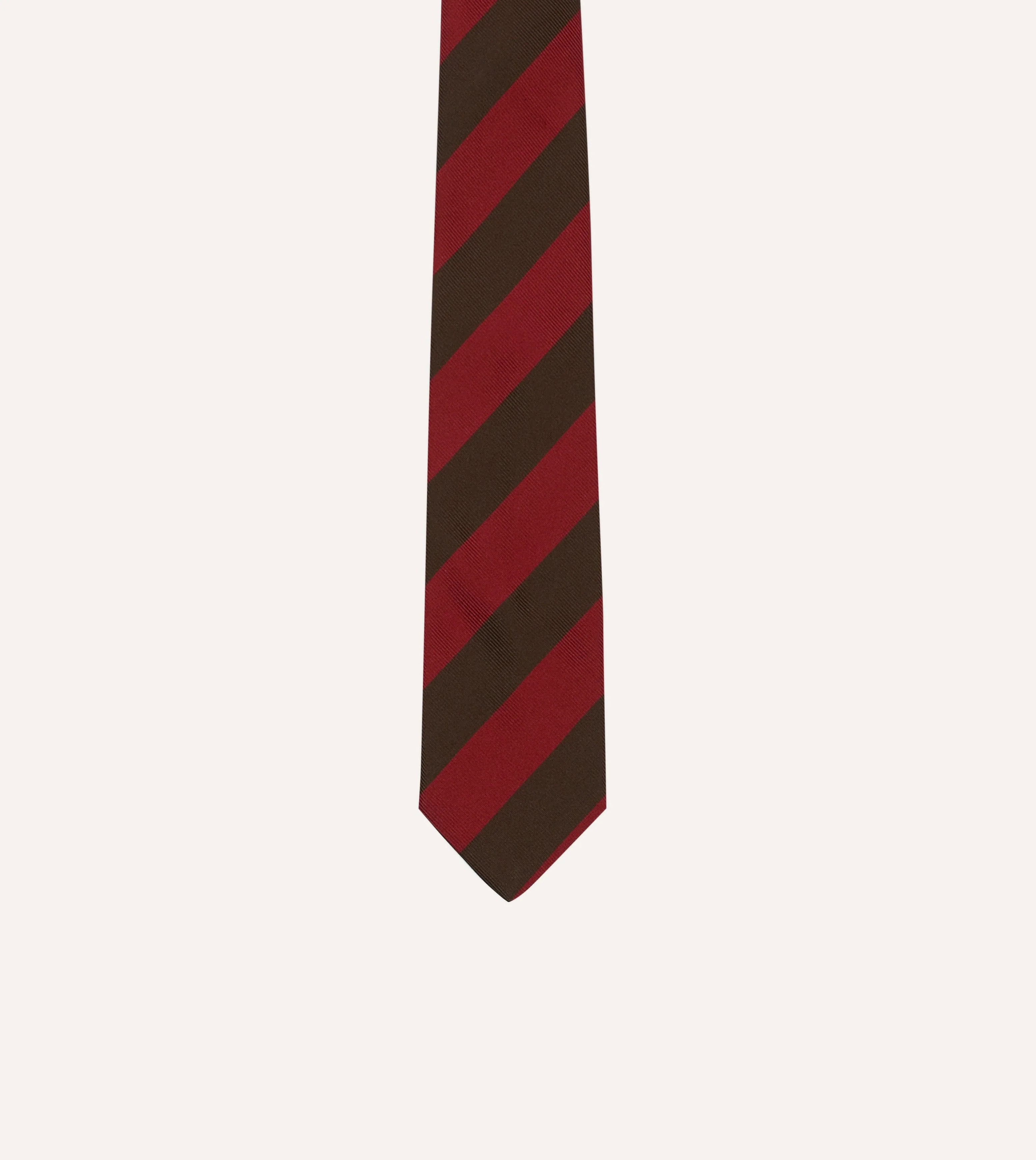 Red and Brown Block Stripe Mogador Silk Tipped Tie - Image 3