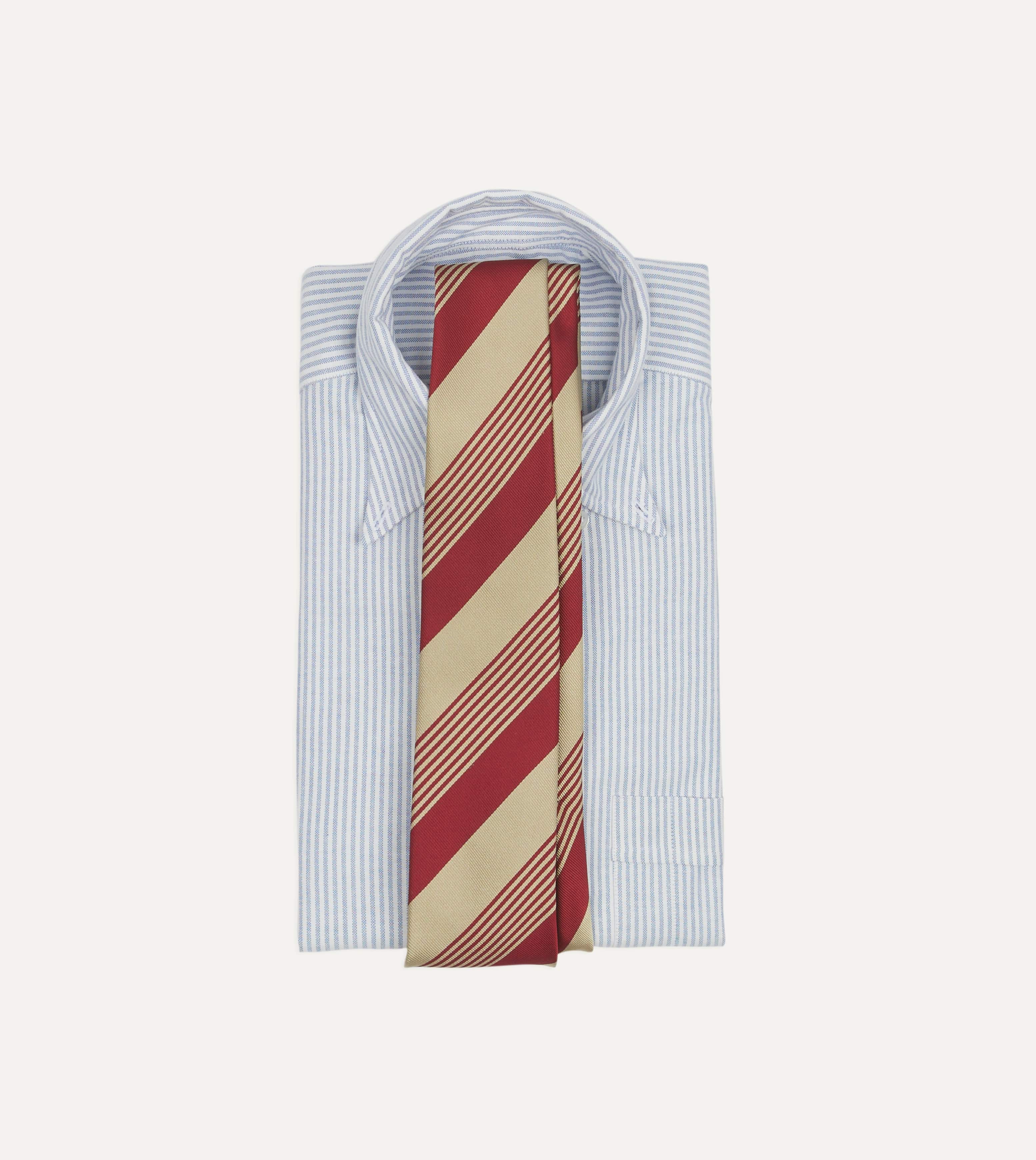 Red and Gold Multi Stripe Silk Tipped Tie - Image 2