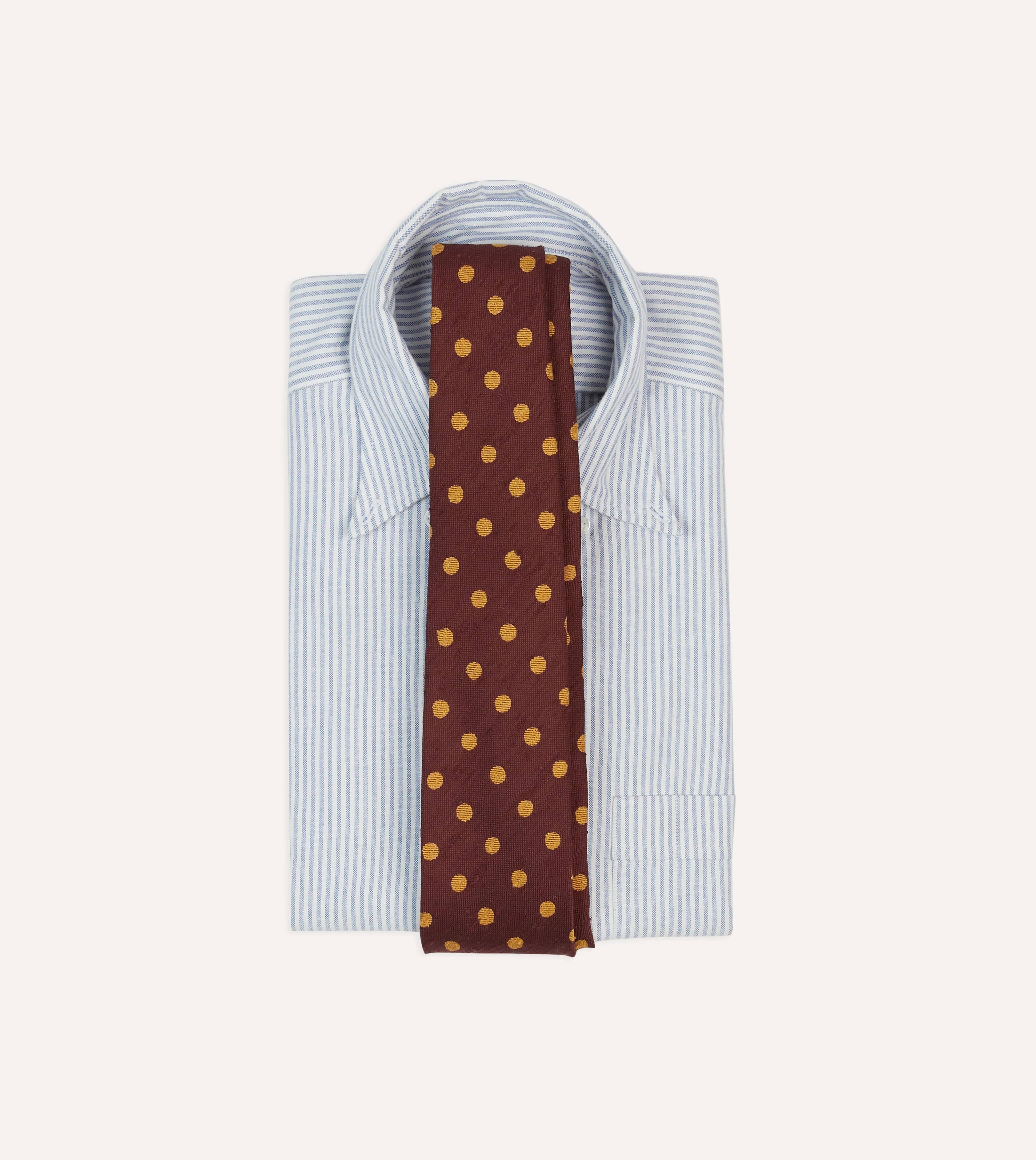 Red and Gold Polka Dot Shantung Silk Tie - Image 2