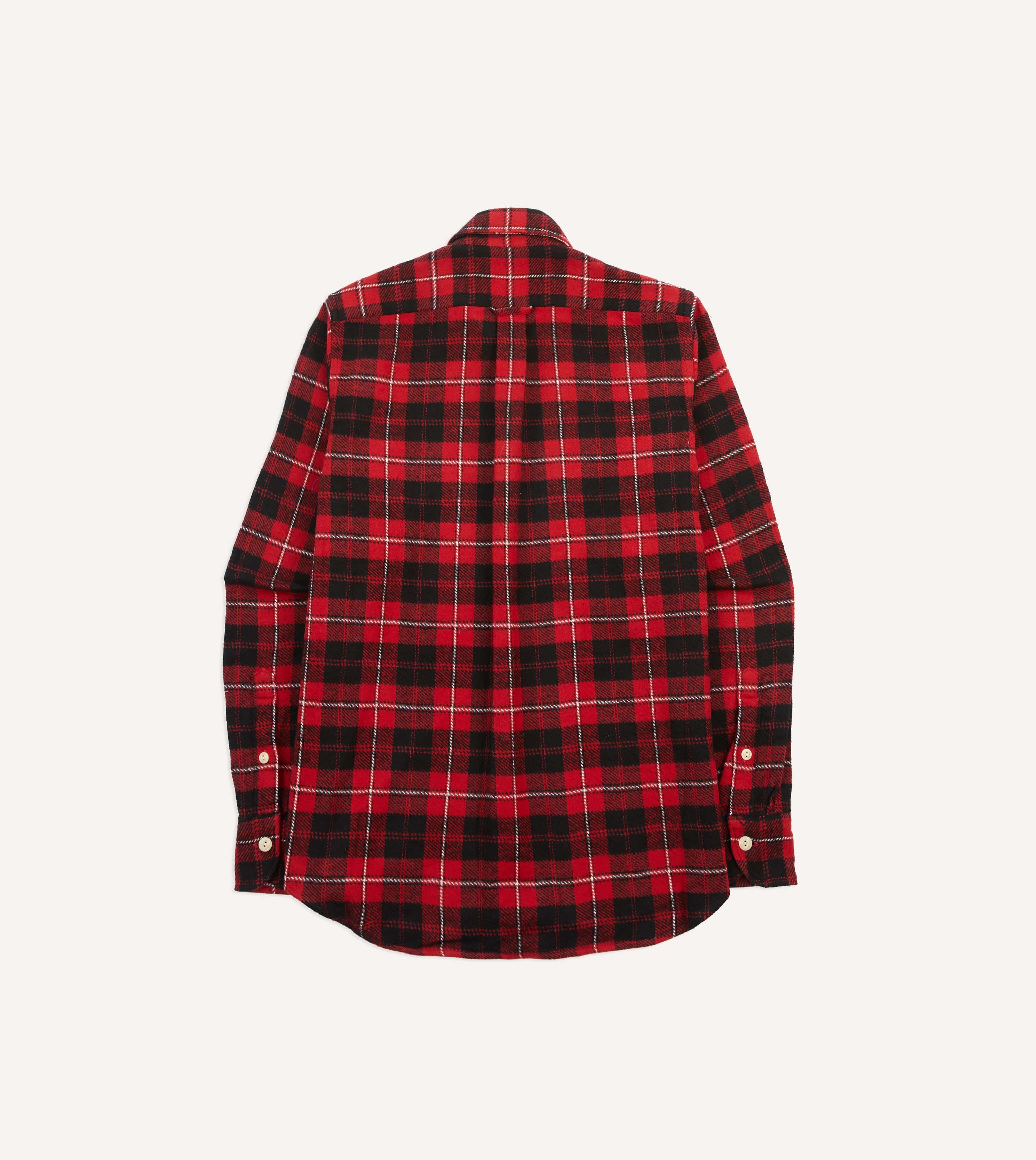Red Check Cotton Two-Pocket Work Shirt - Image 6