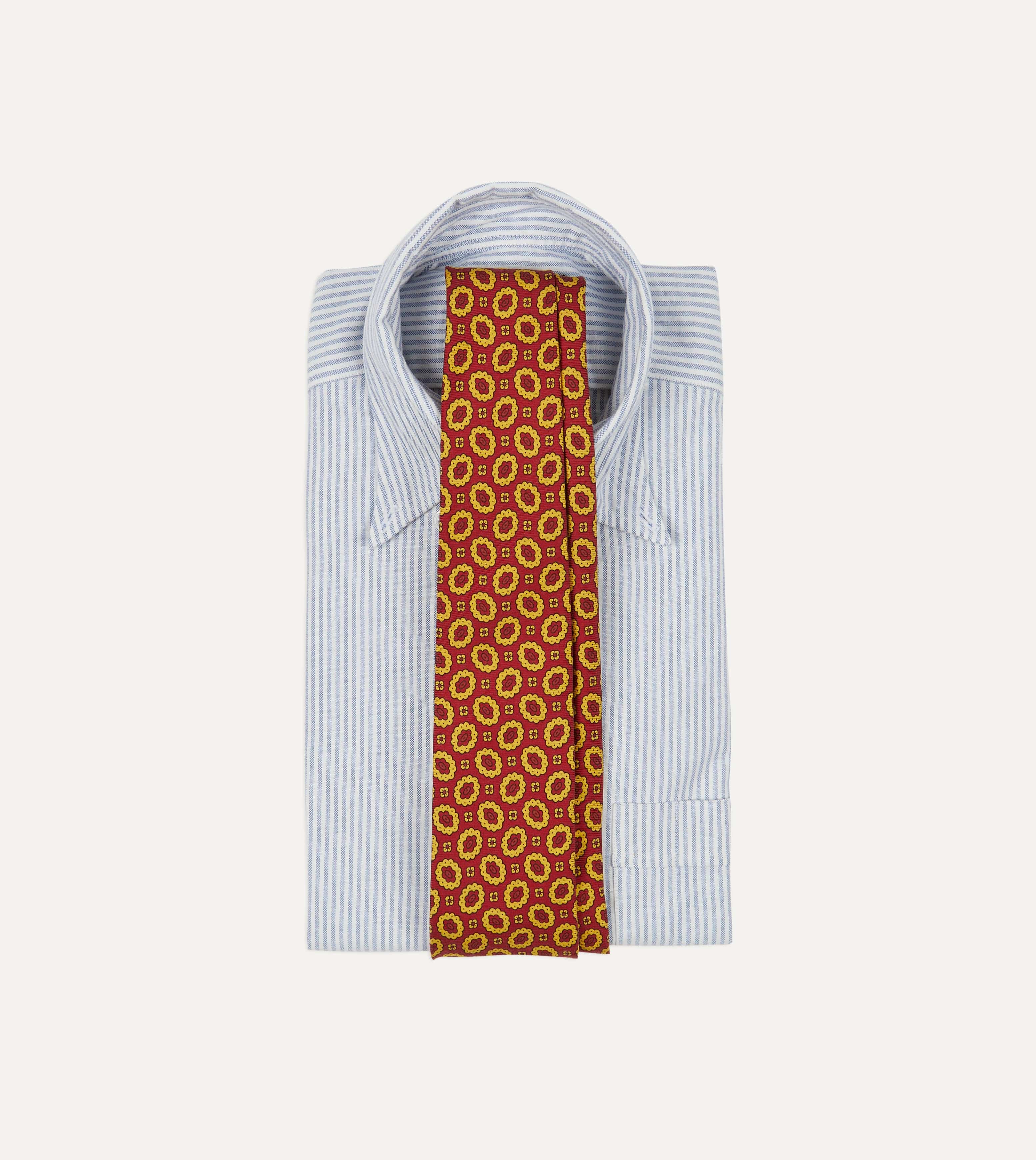 Red Flower Print 40oz Madder Silk Tipped Tie - Image 2