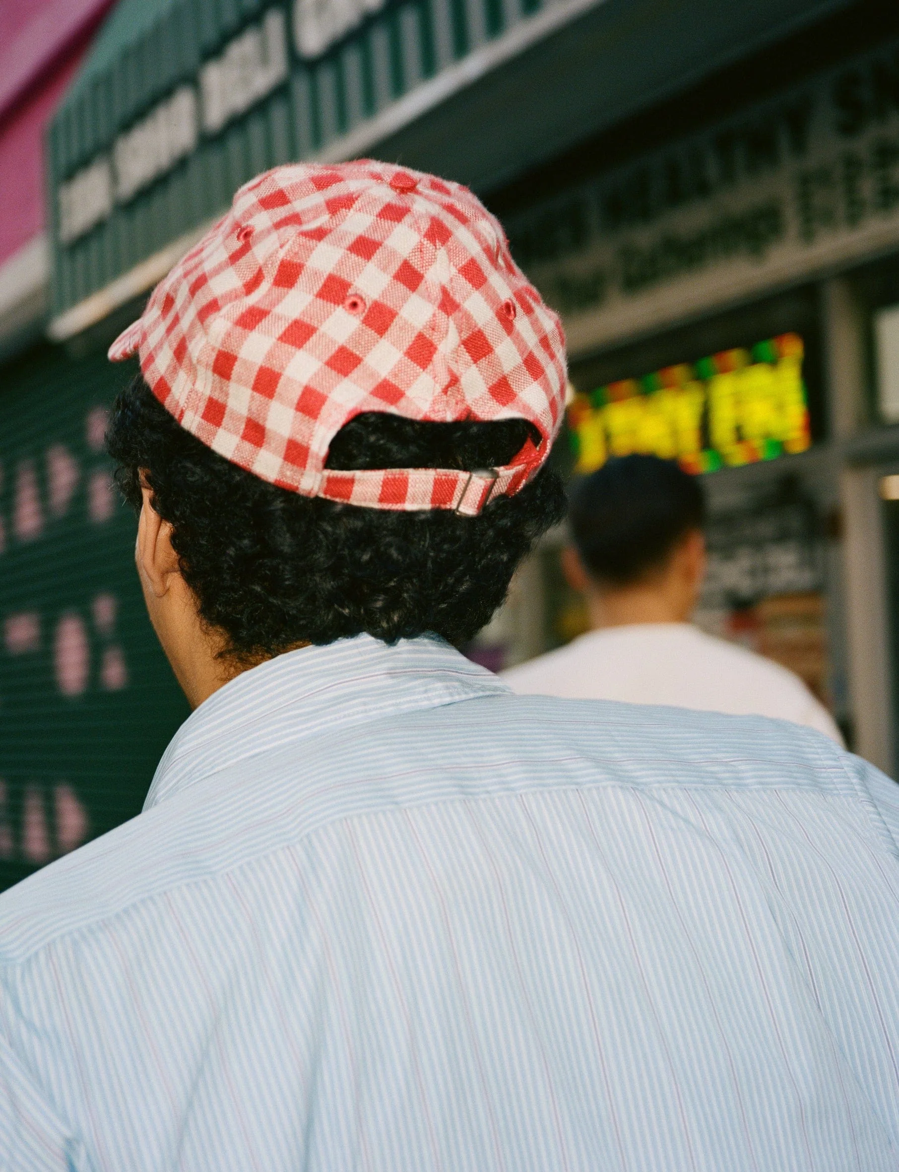 Red Gingham Check Linen Baseball Cap - Image 5